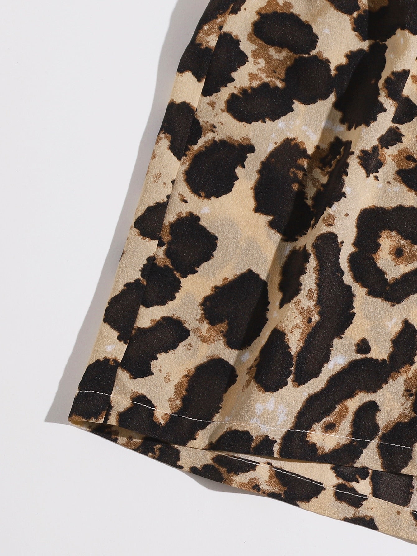 Tube Top mit Band vorne und Leopard Muster & Shorts Set