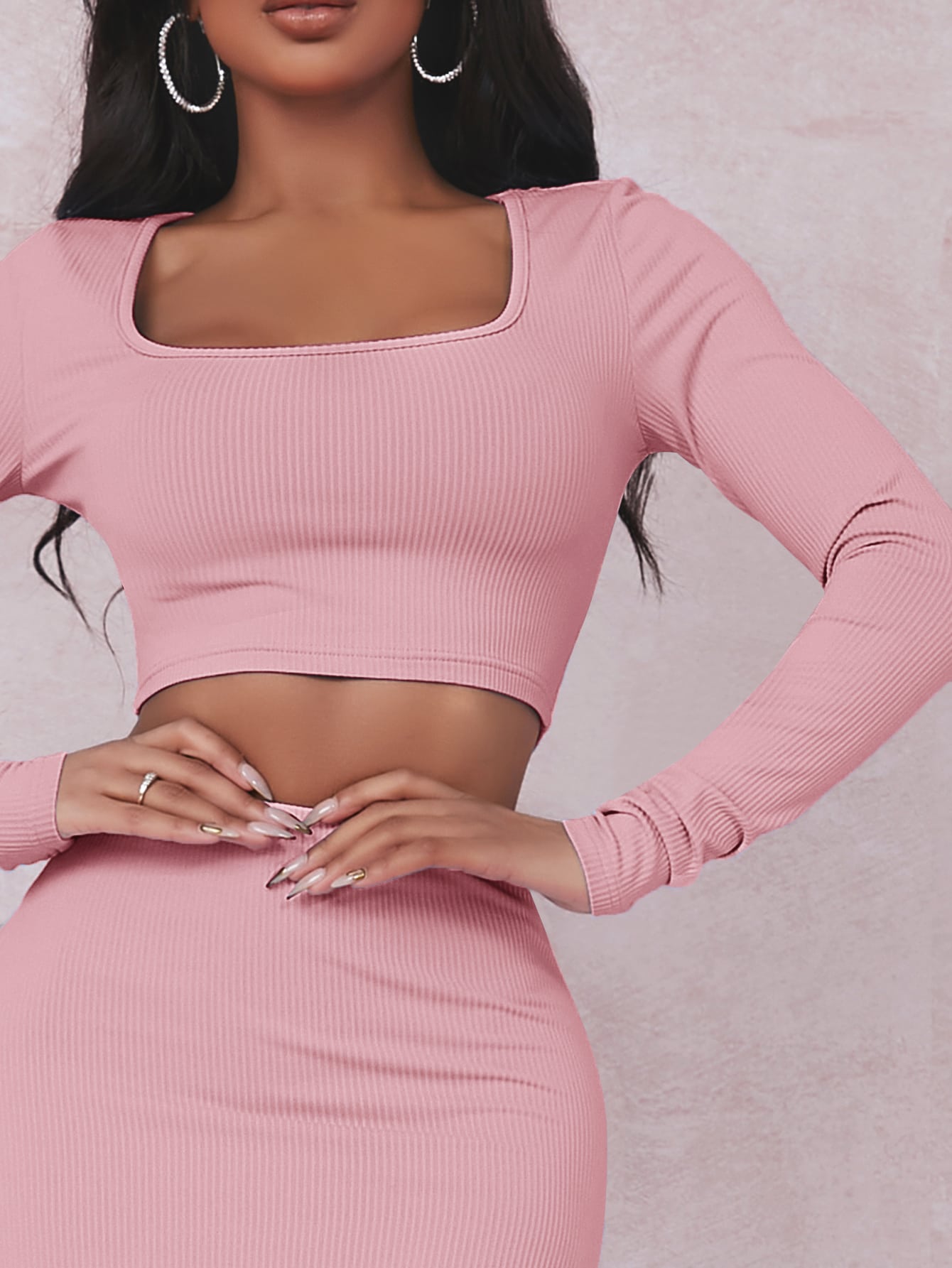 Crop T-Shirt & Rock Set mit Schlitz