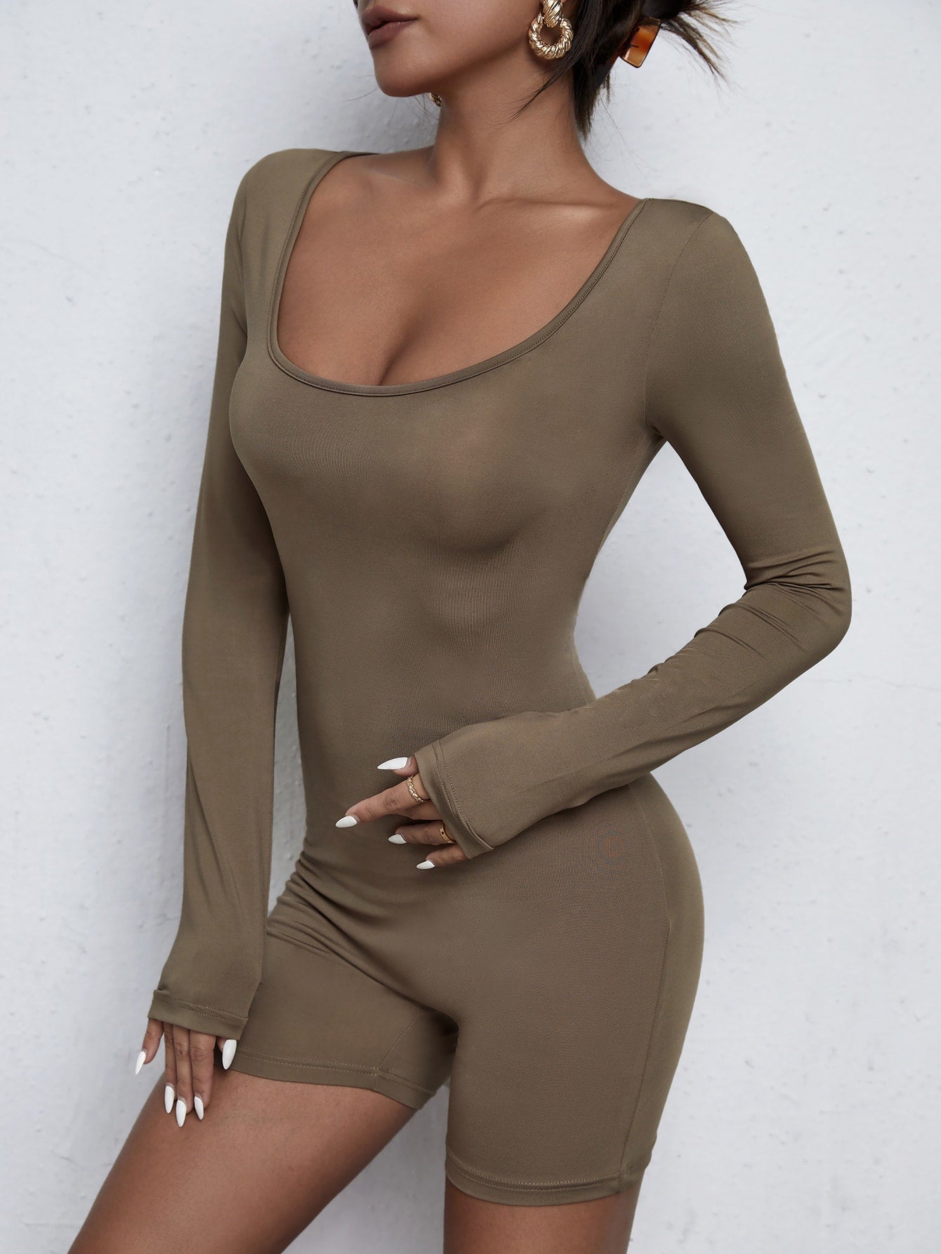 Unitard Romper mit U-Ausschnitt