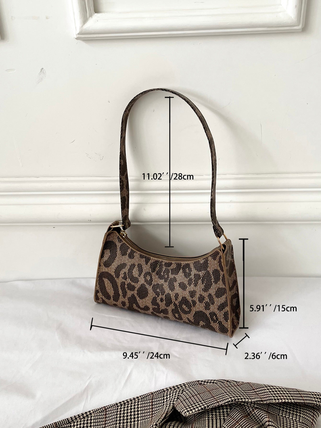 Baguette Tasche mit Leopard Muster