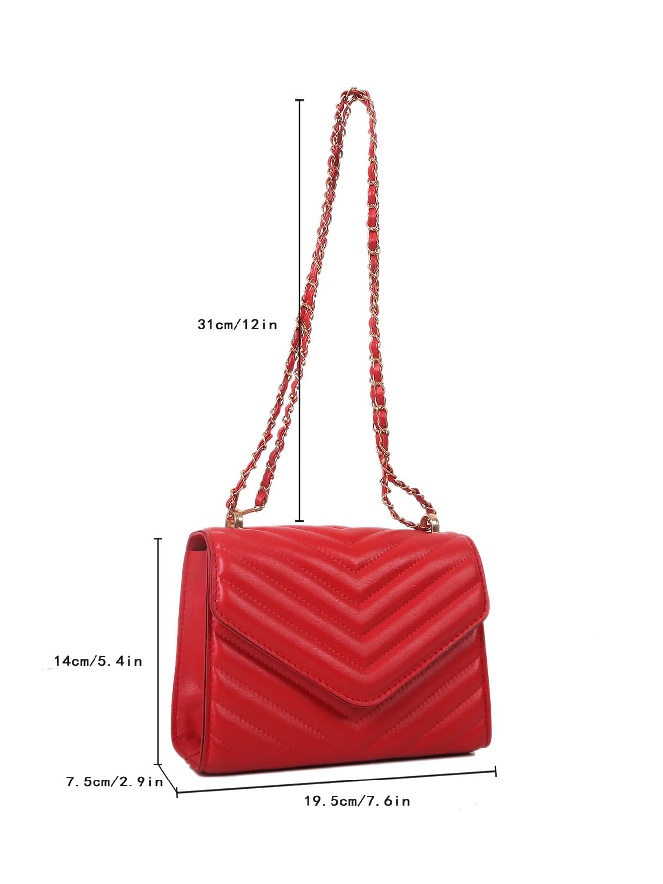 Quadratische Tasche mit Chevron Druckknopf