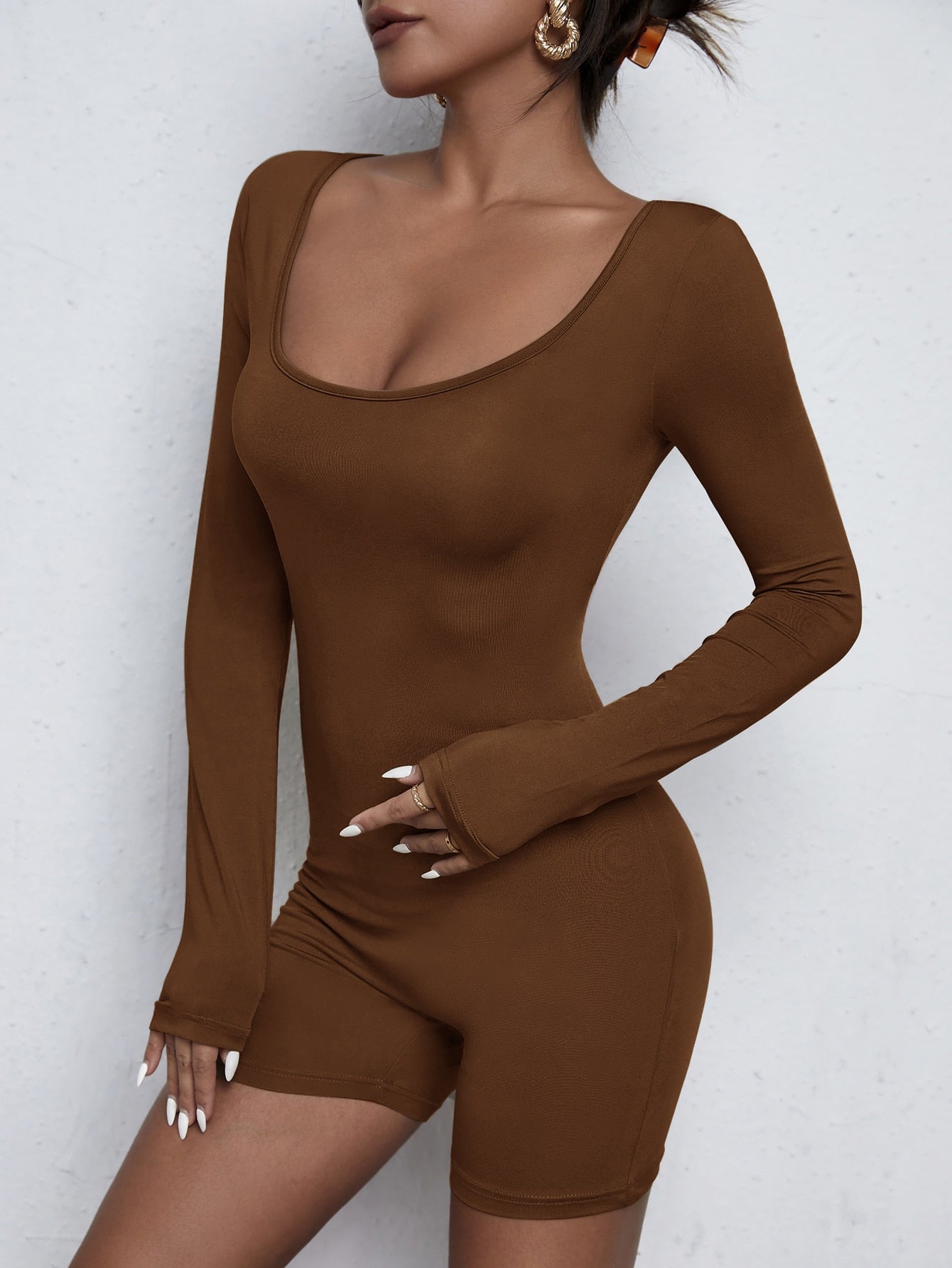 Unitard Romper mit U-Ausschnitt