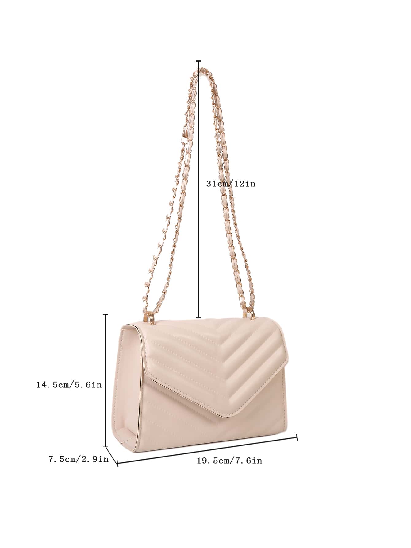 Quadratische Tasche mit Chevron Druckknopf
