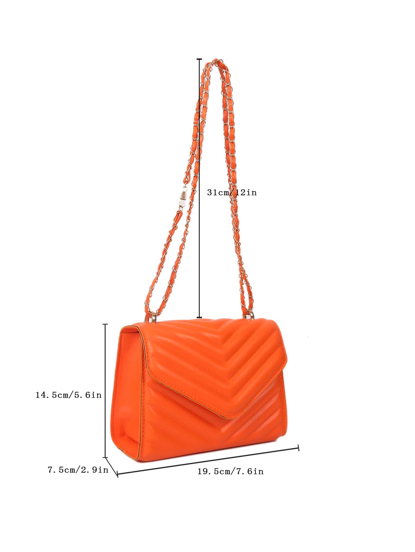 Quadratische Tasche mit Chevron Druckknopf