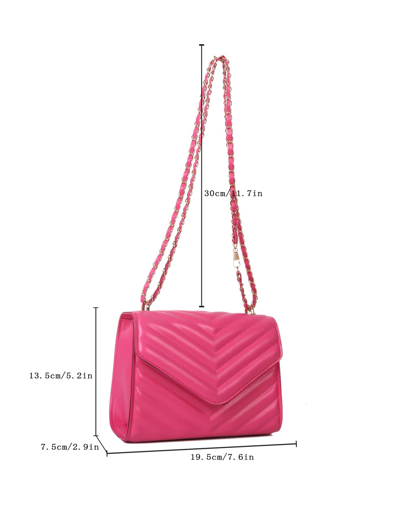 Quadratische Tasche mit Chevron Druckknopf