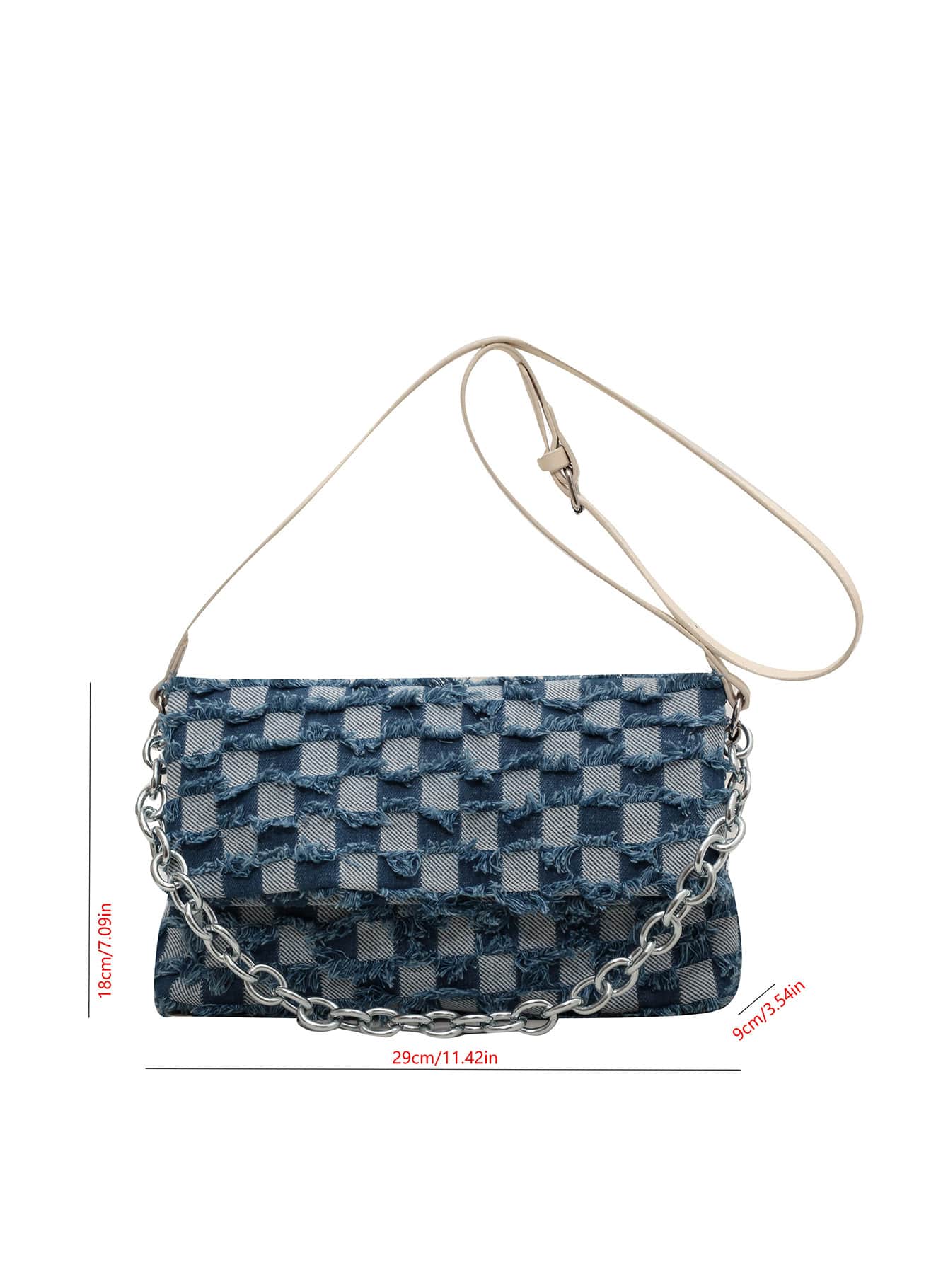 Quadratische Tasche mit Karo Muster