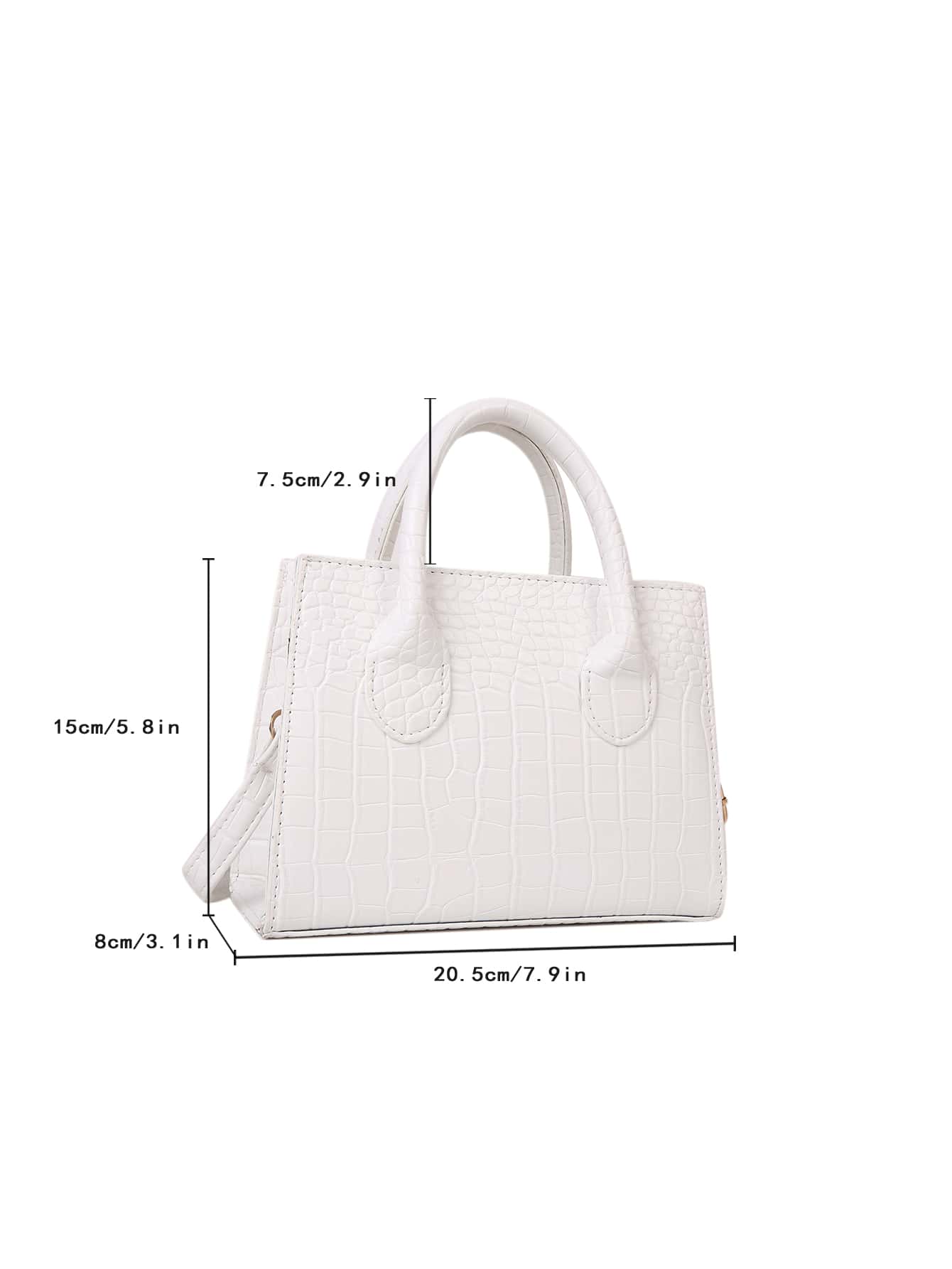 Quadratische Tasche mit Krokodil Prägung, Doppelgriff
