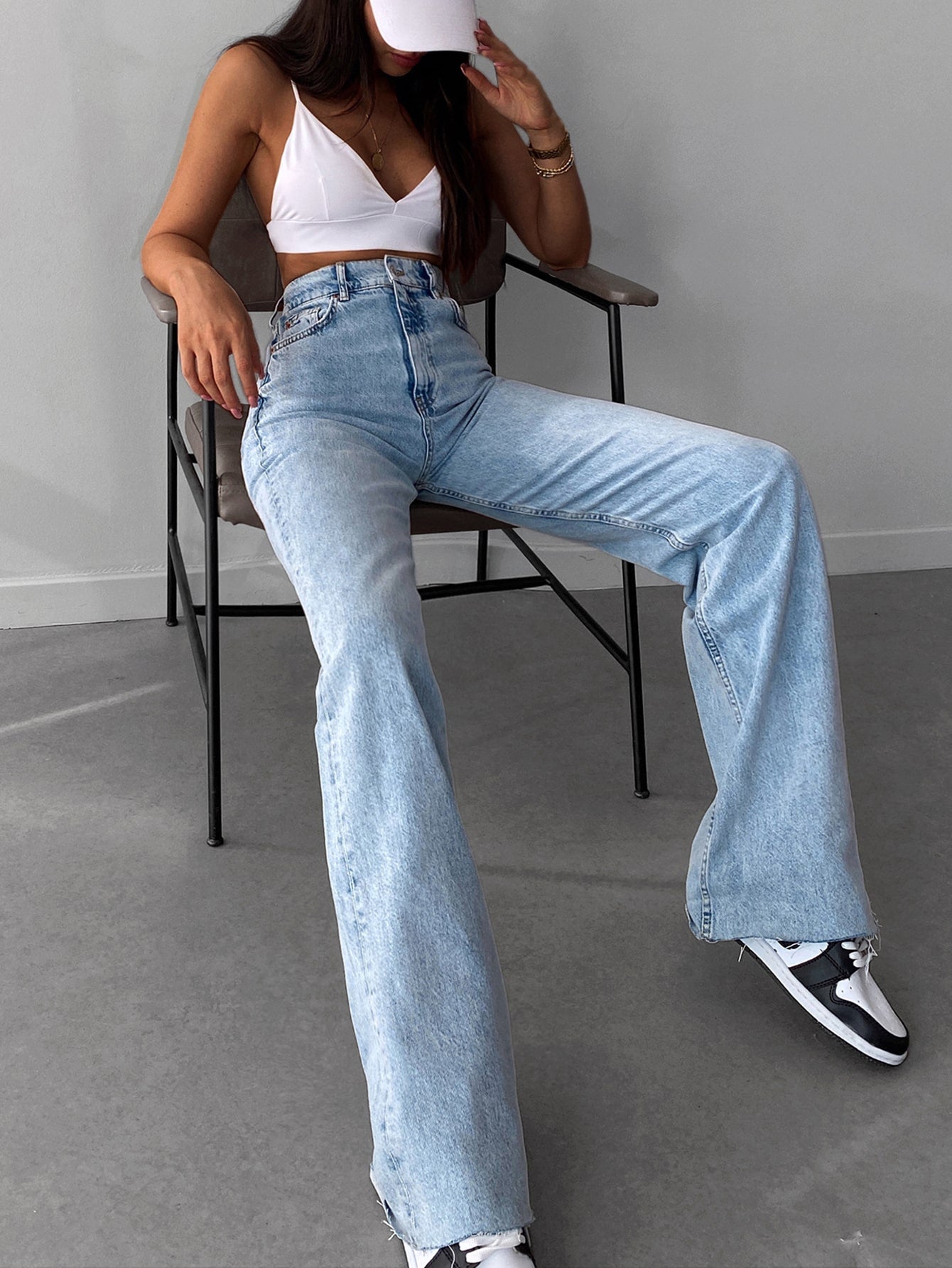 TALL Jeans mit hoher Taille, umgesäumtem Saum, breitem Beinschnitt