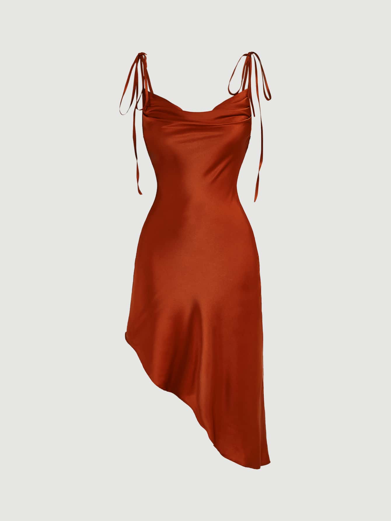 Cami Kleid mit Wasserfallausschnitt, asymmetrischem Saum