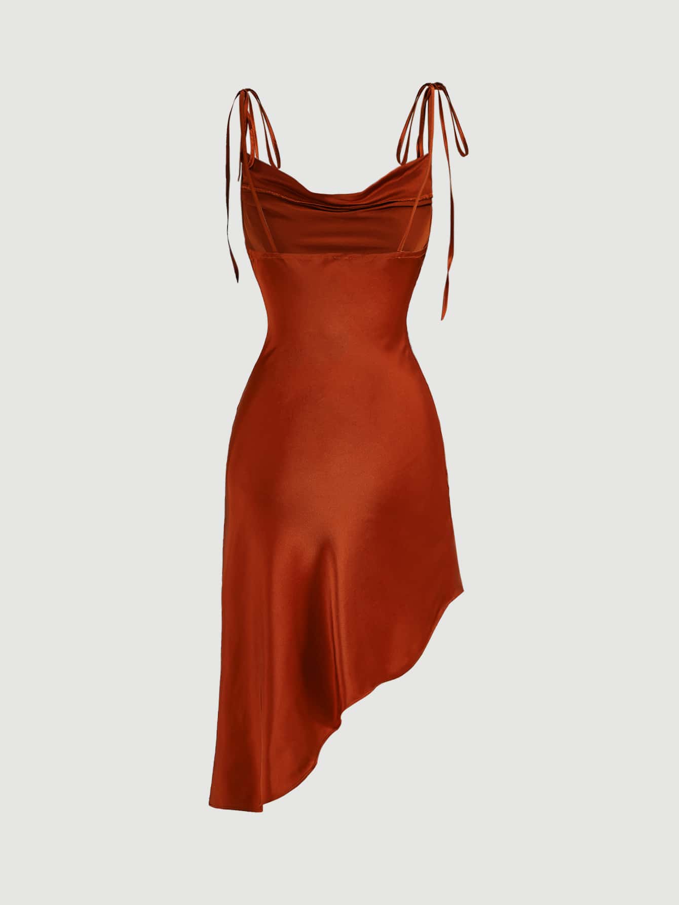 Cami Kleid mit Wasserfallausschnitt, asymmetrischem Saum