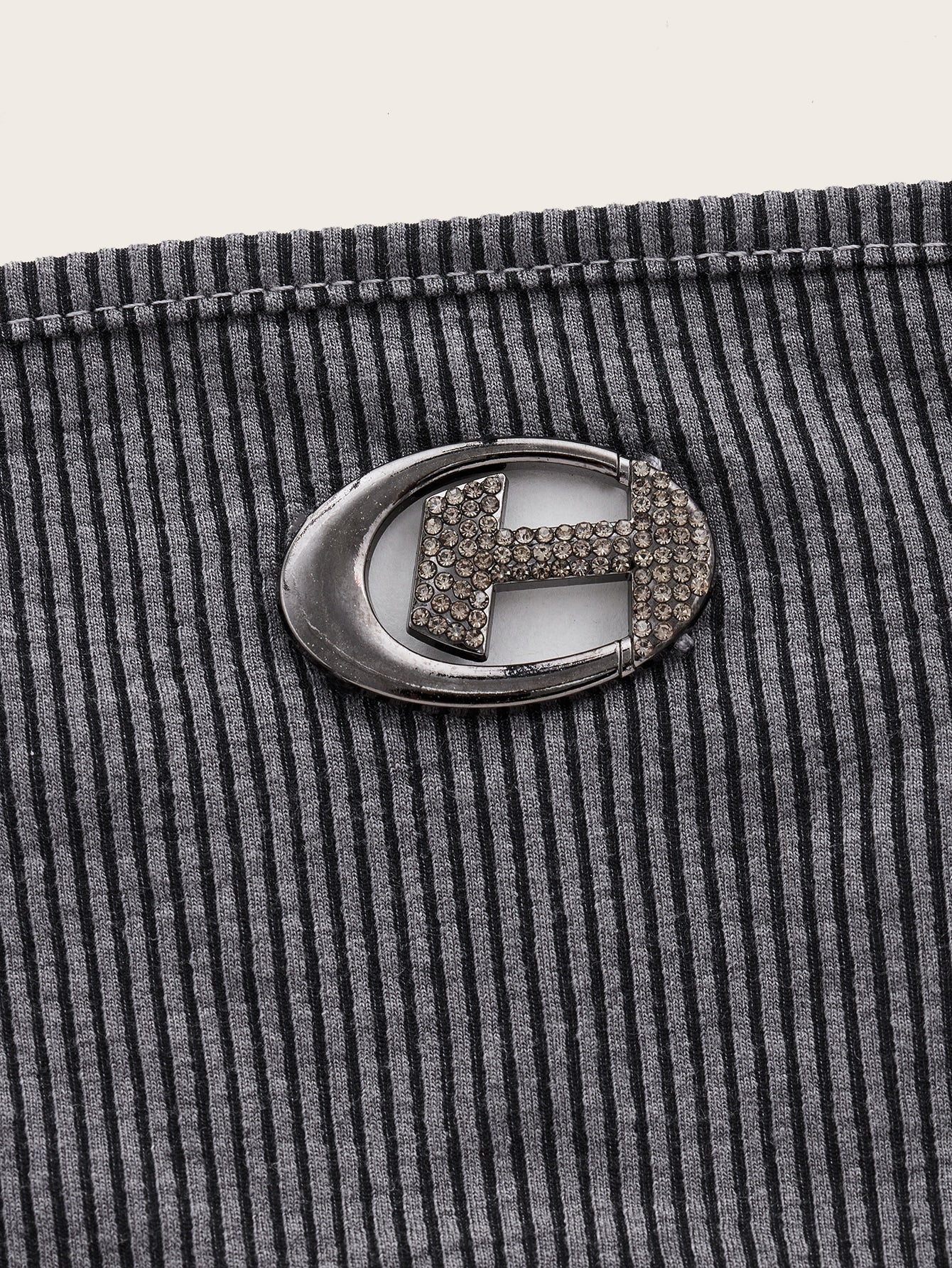 Crop Tube Top mit Rippenstrick Strass, Ring Dekor, Bandana Saum