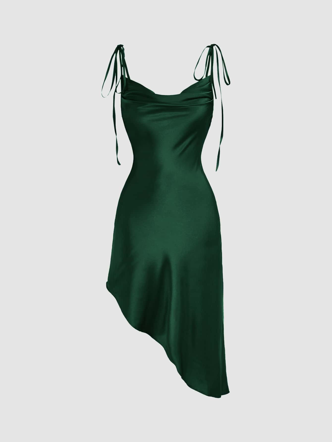 Cami Kleid mit Wasserfallausschnitt, asymmetrischem Saum