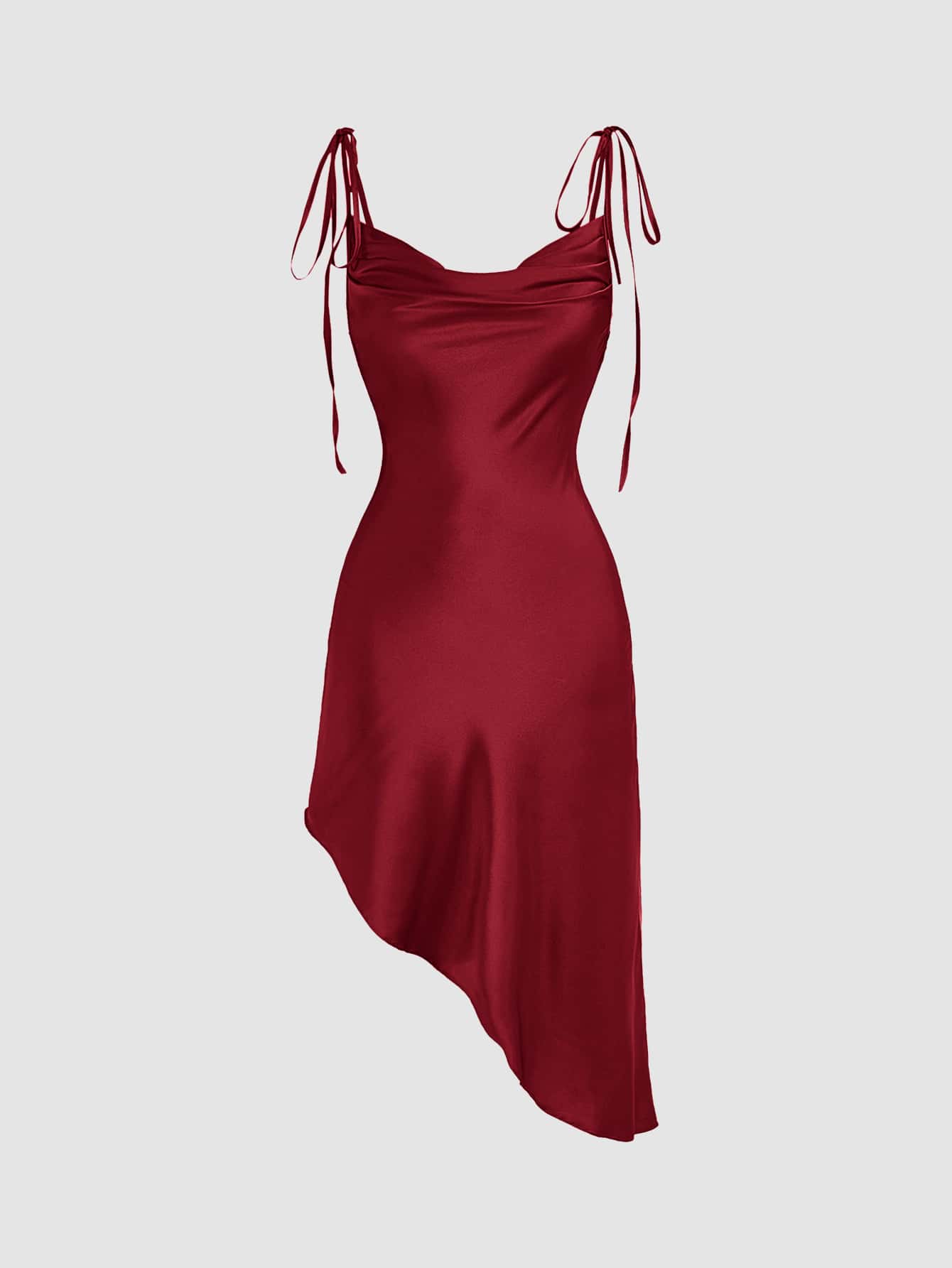 Cami Kleid mit Wasserfallausschnitt, asymmetrischem Saum