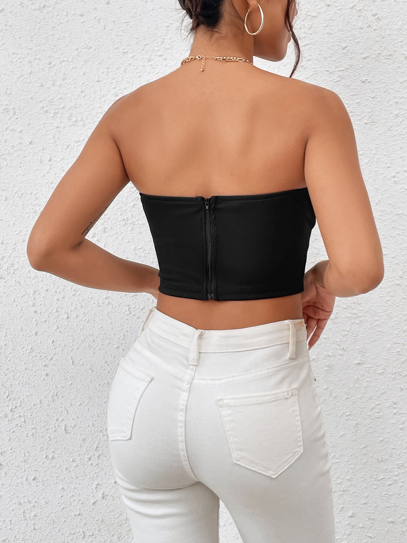 Stück Crop Tube Top mit flaumig Besatz Vollbusiger