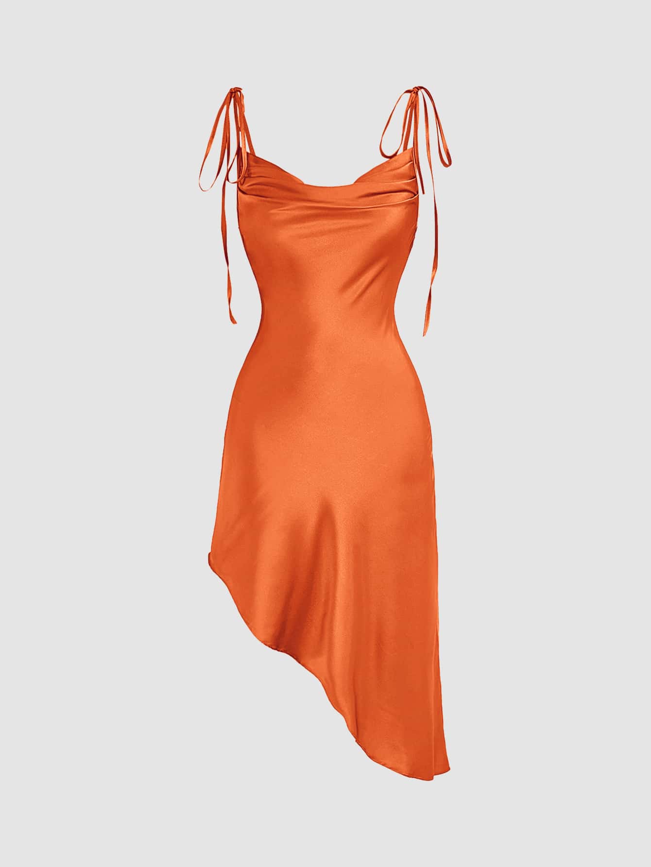 Cami Kleid mit Wasserfallausschnitt, asymmetrischem Saum