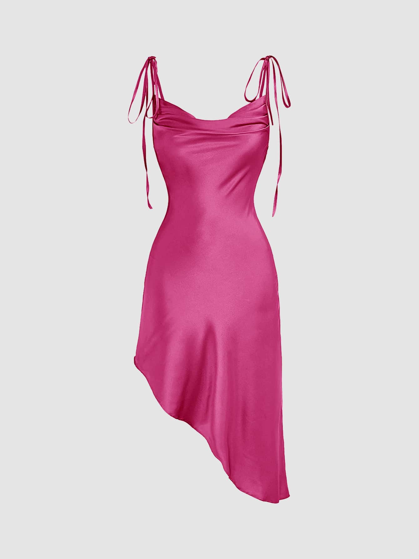 Cami Kleid mit Wasserfallausschnitt, asymmetrischem Saum