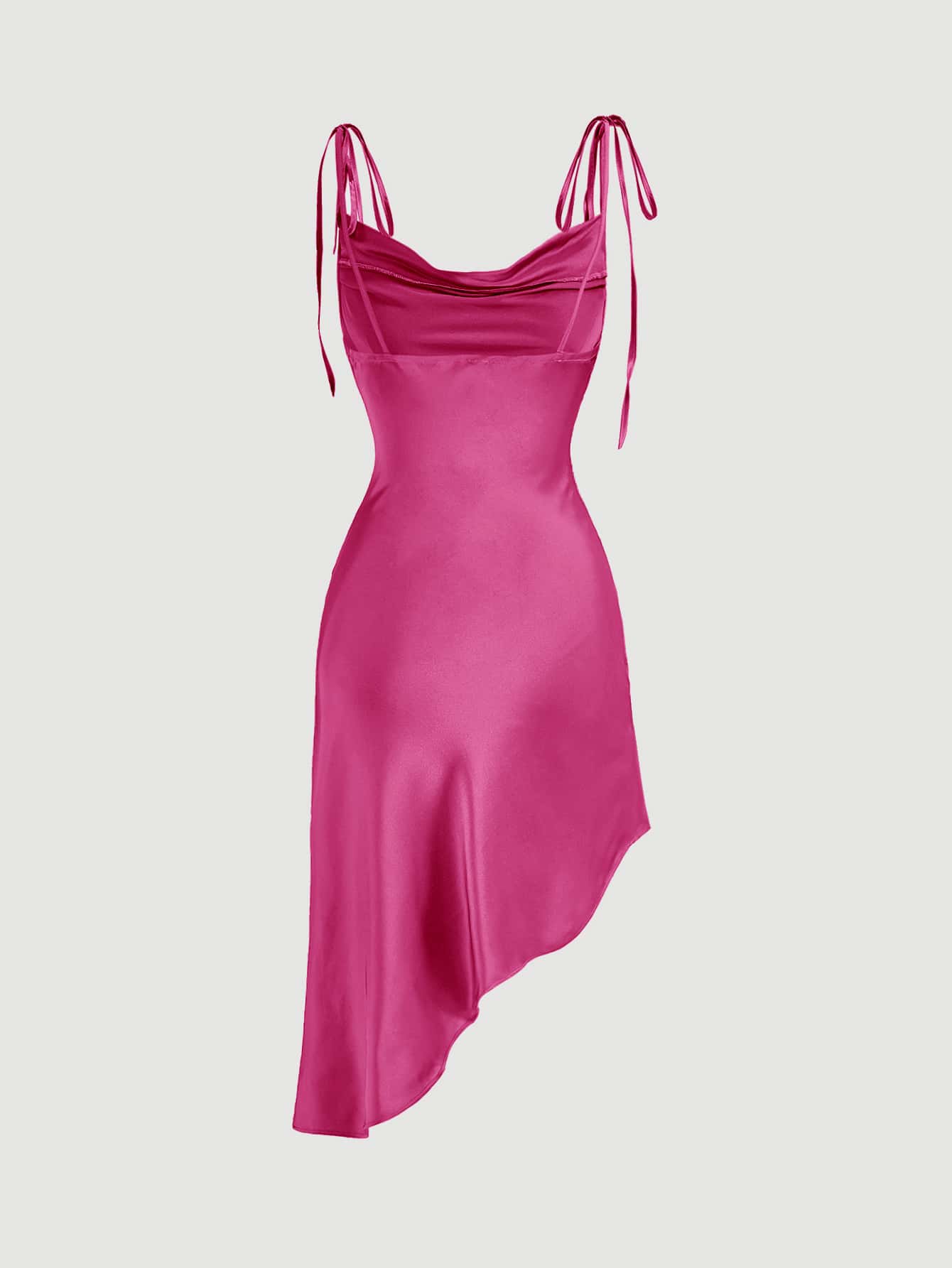 Cami Kleid mit Wasserfallausschnitt, asymmetrischem Saum