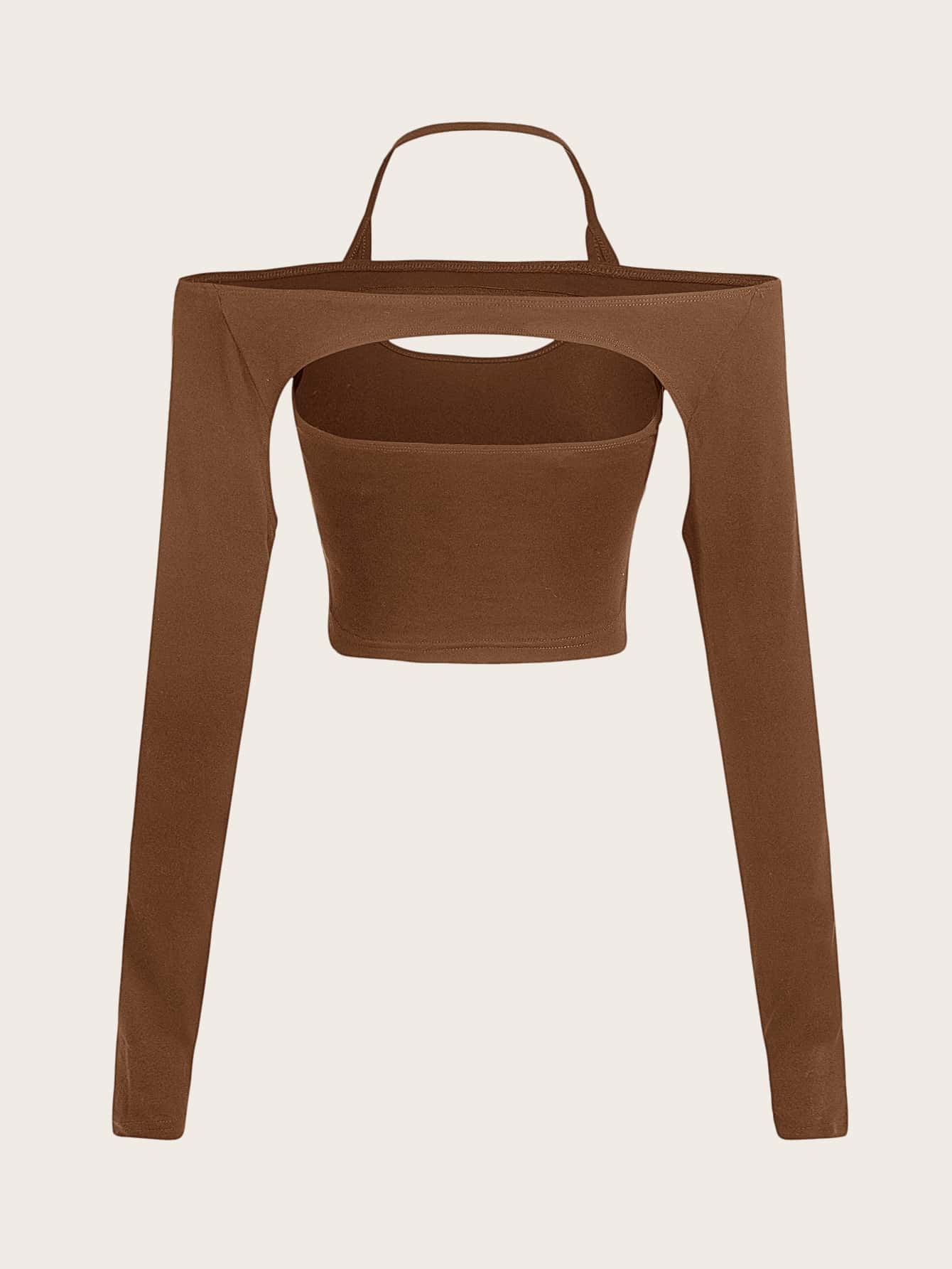 Crop T-Shirt mit Cut-Out, Neckholder