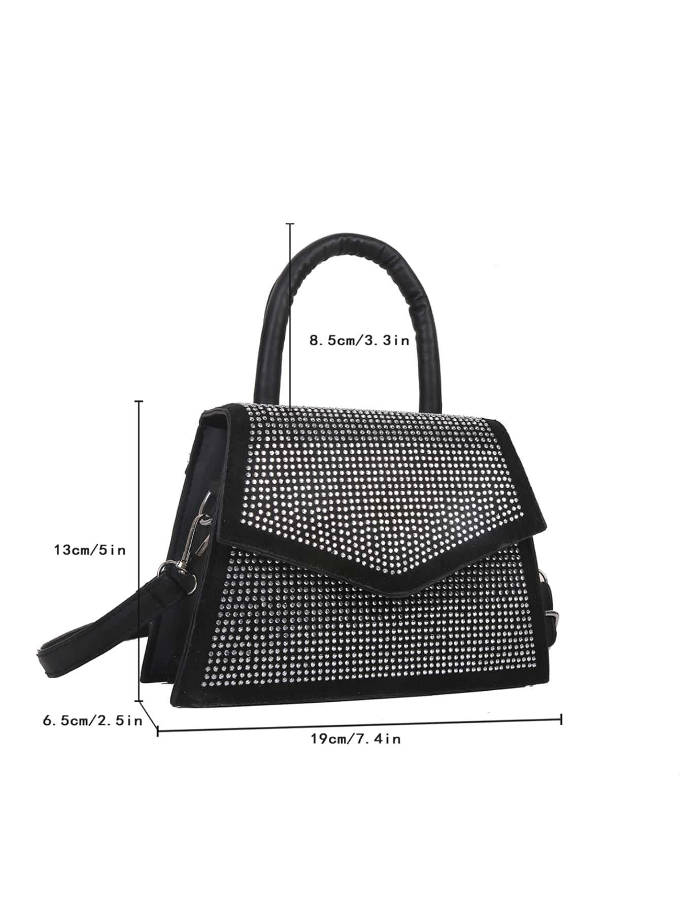 Quadratische Tasche mit Mini Nieten Dekor, Klappe