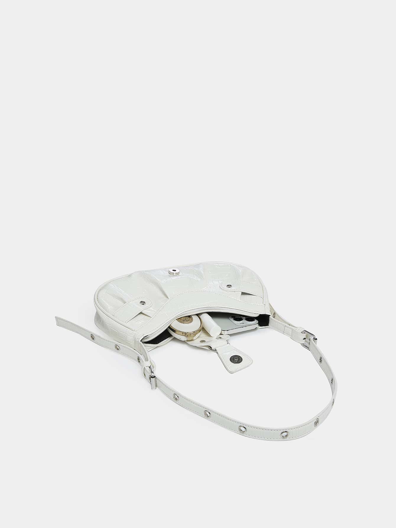 Geraffte Tasche mit Nieten Dekor