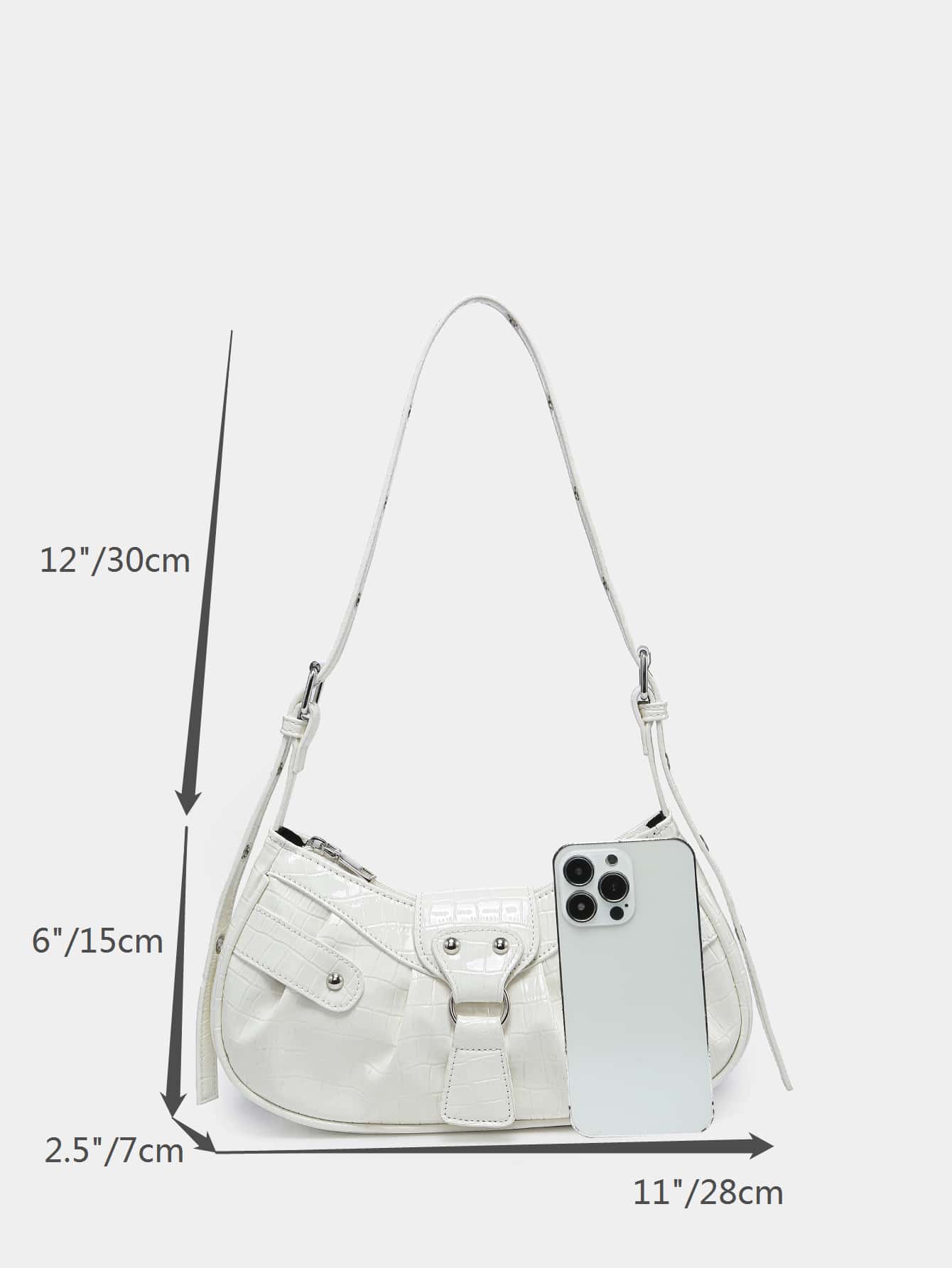 Geraffte Tasche mit Nieten Dekor