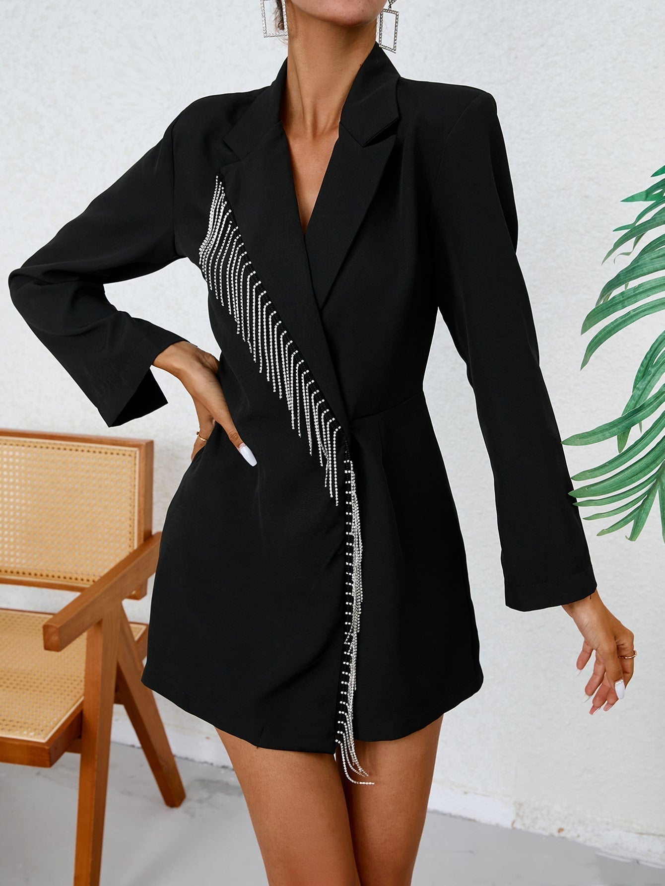 Shirt Romper mit Fransen, Revers