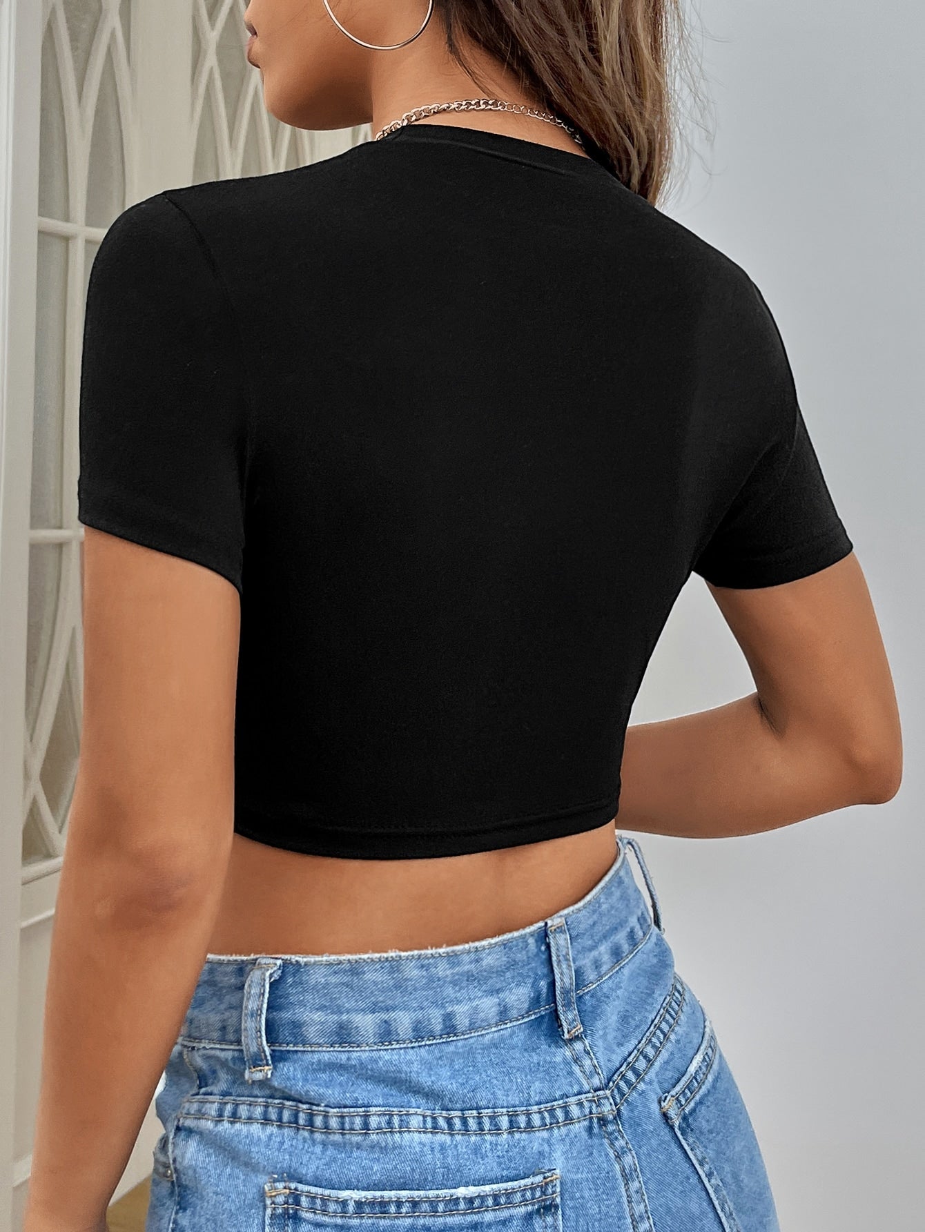 Crop T-Shirt mit Buchstaben Grafik