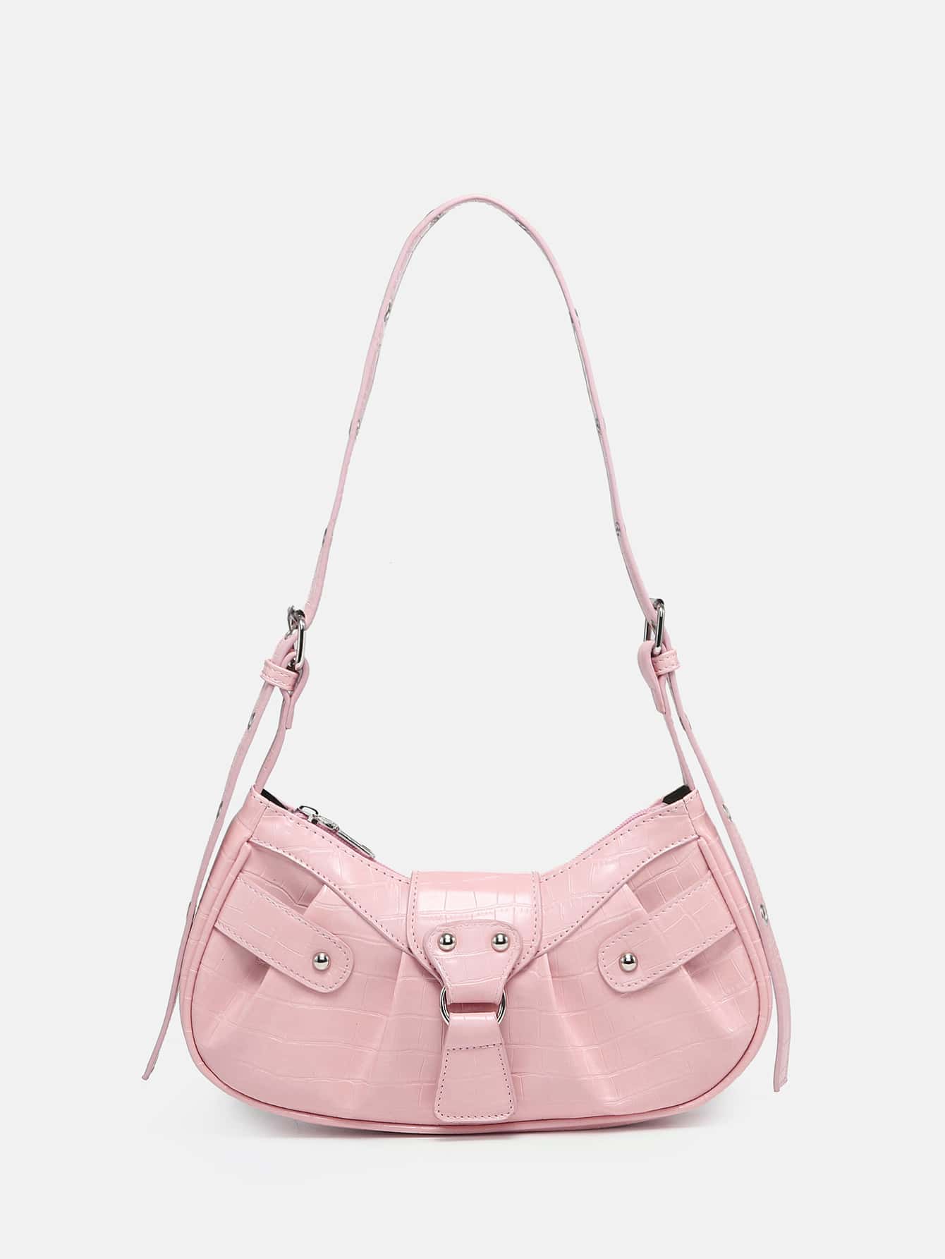 Geraffte Tasche mit Nieten Dekor