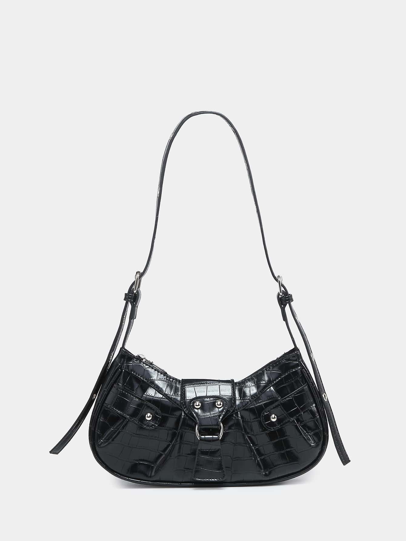 Geraffte Tasche mit Nieten Dekor