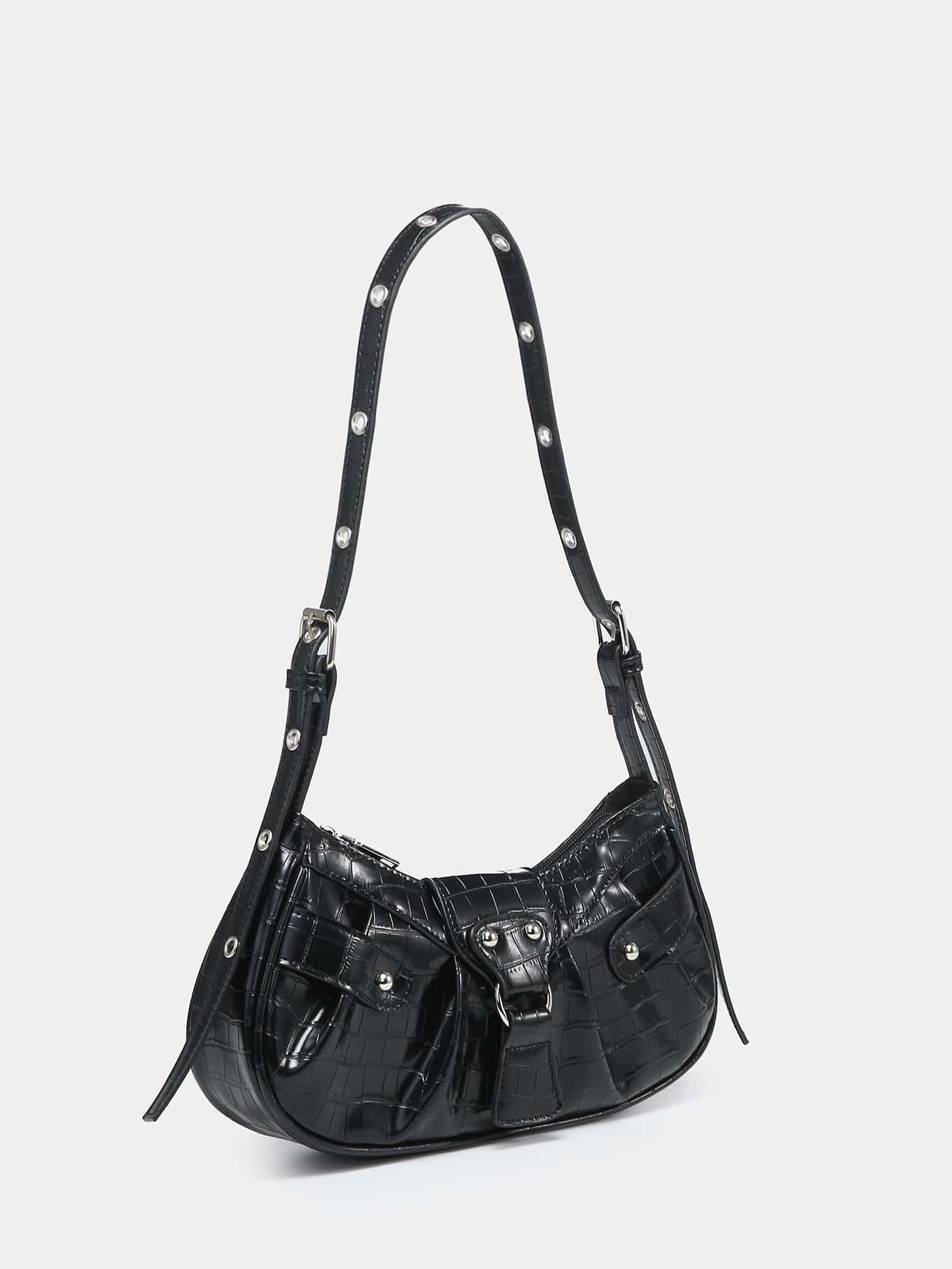 Geraffte Tasche mit Nieten Dekor