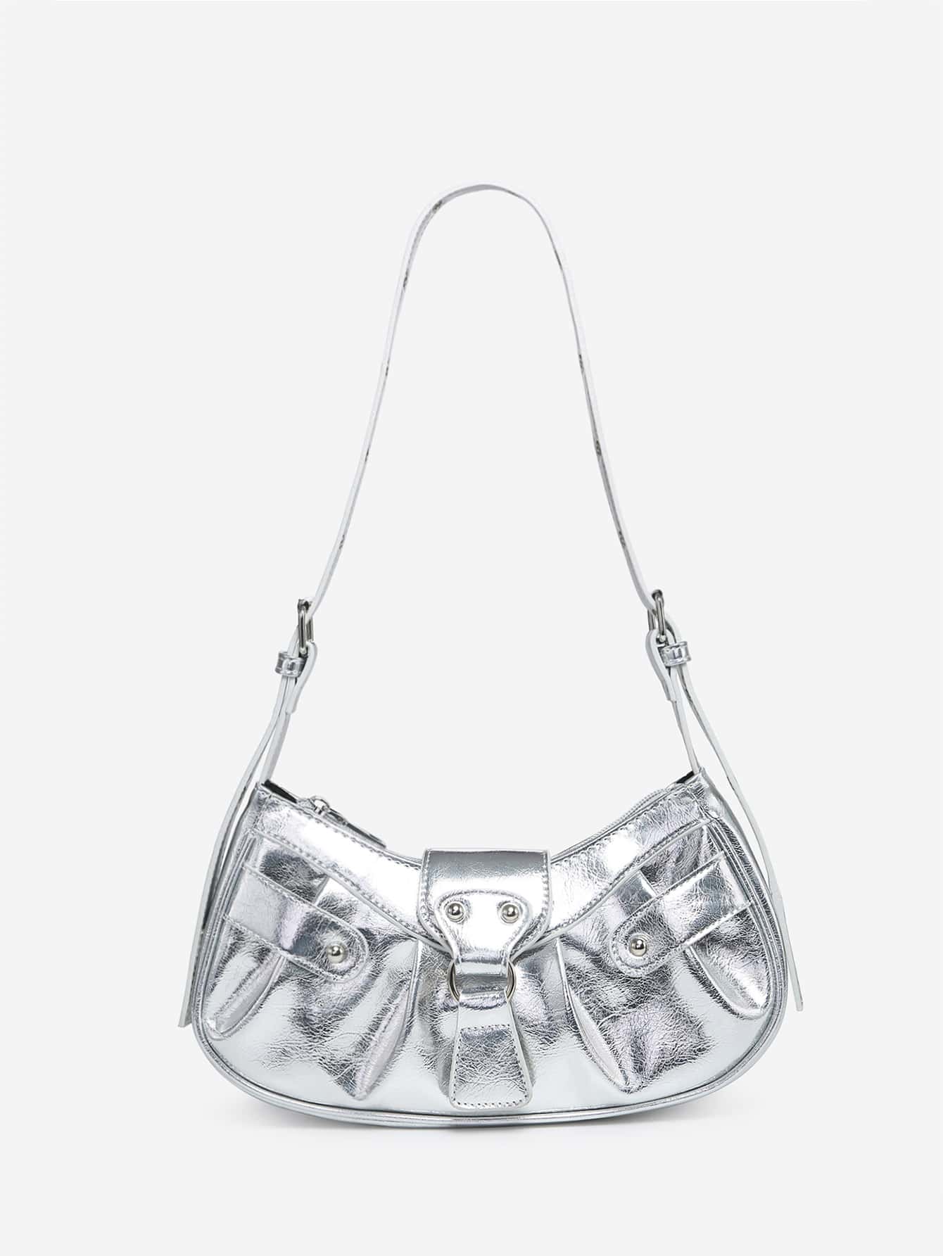 Geraffte Tasche mit Nieten Dekor