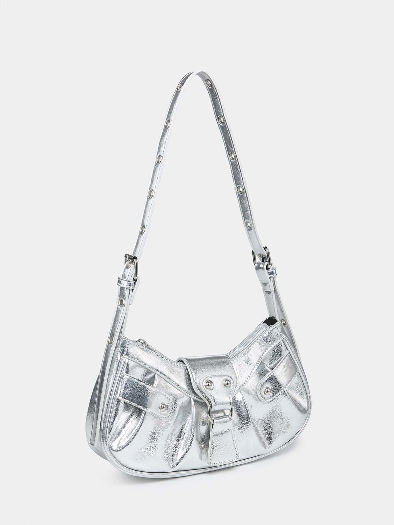 Geraffte Tasche mit Nieten Dekor