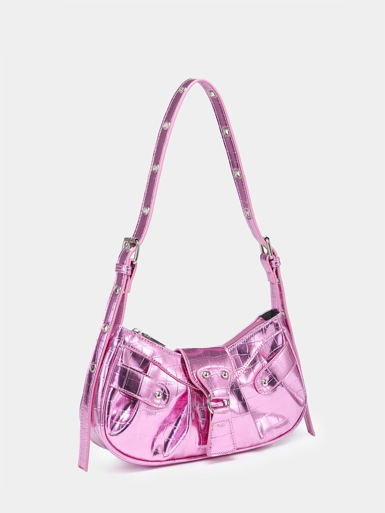 Geraffte Tasche mit Nieten Dekor