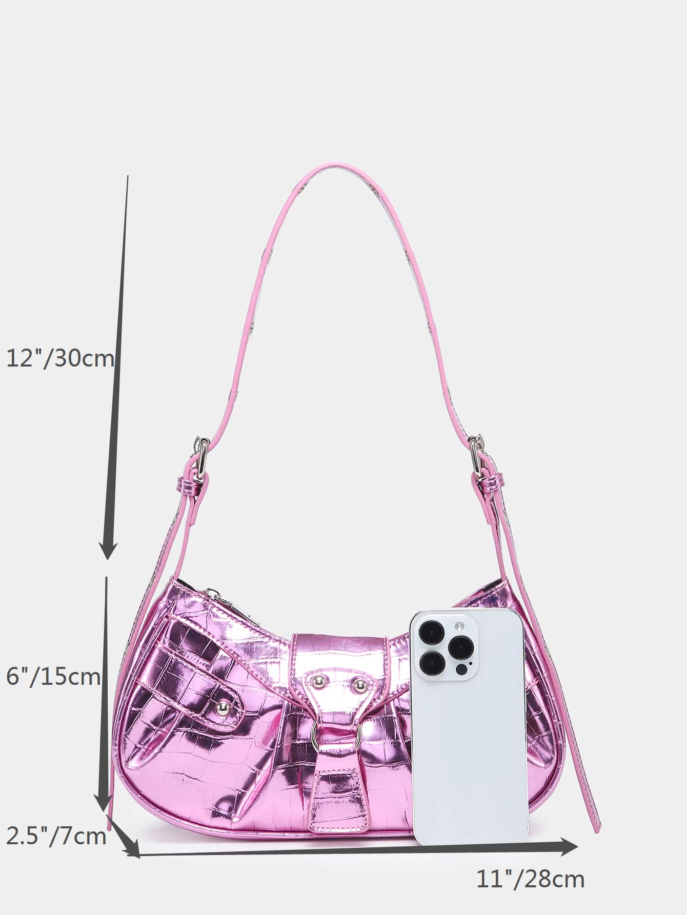 Geraffte Tasche mit Nieten Dekor