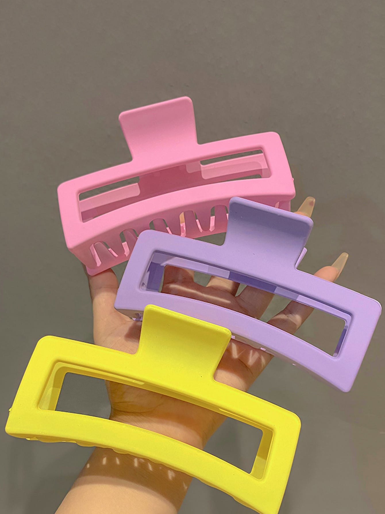 3 Stücke Haarklammer mit Loch, Rechteck