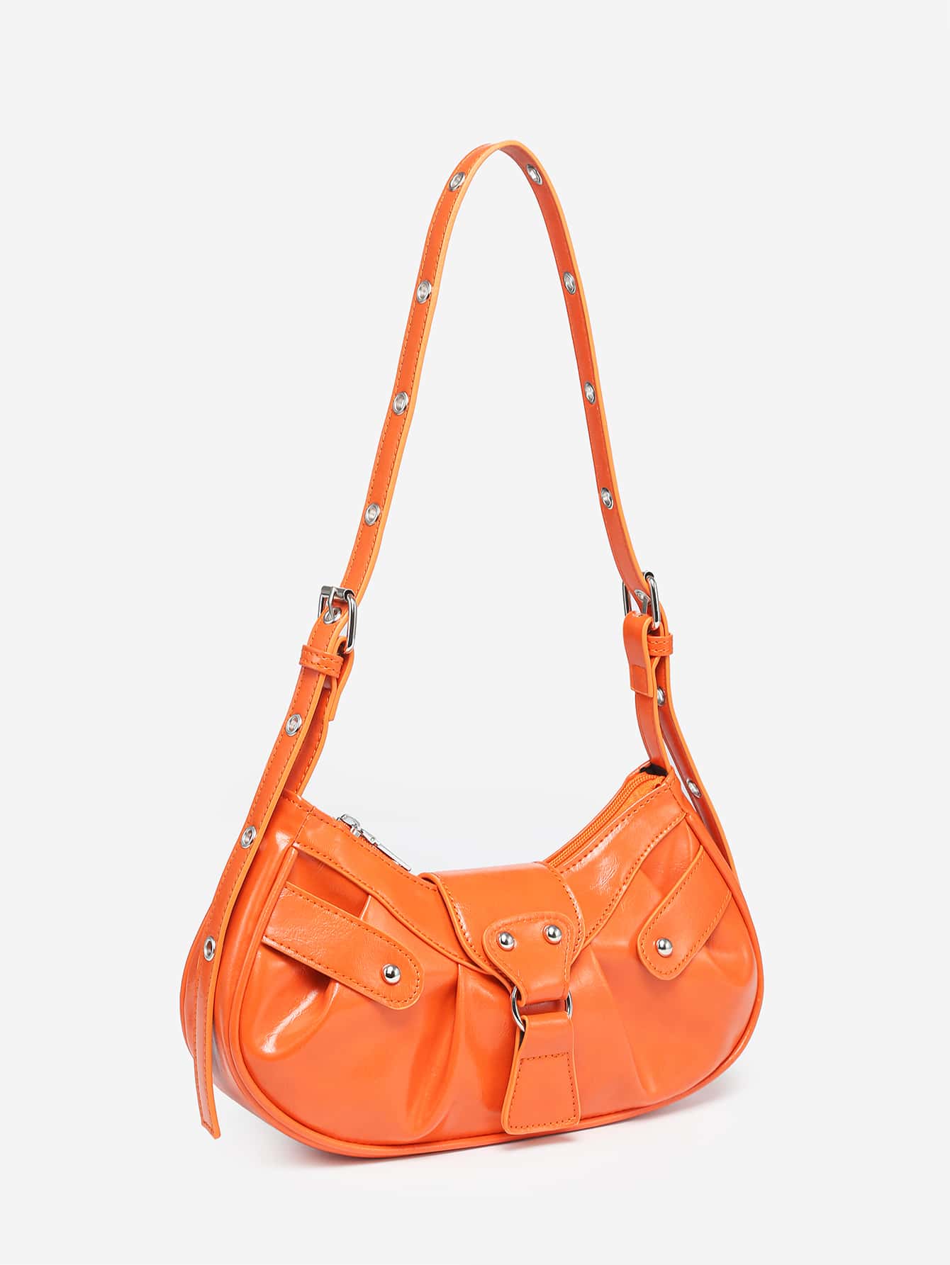 Geraffte Tasche mit Nieten Dekor