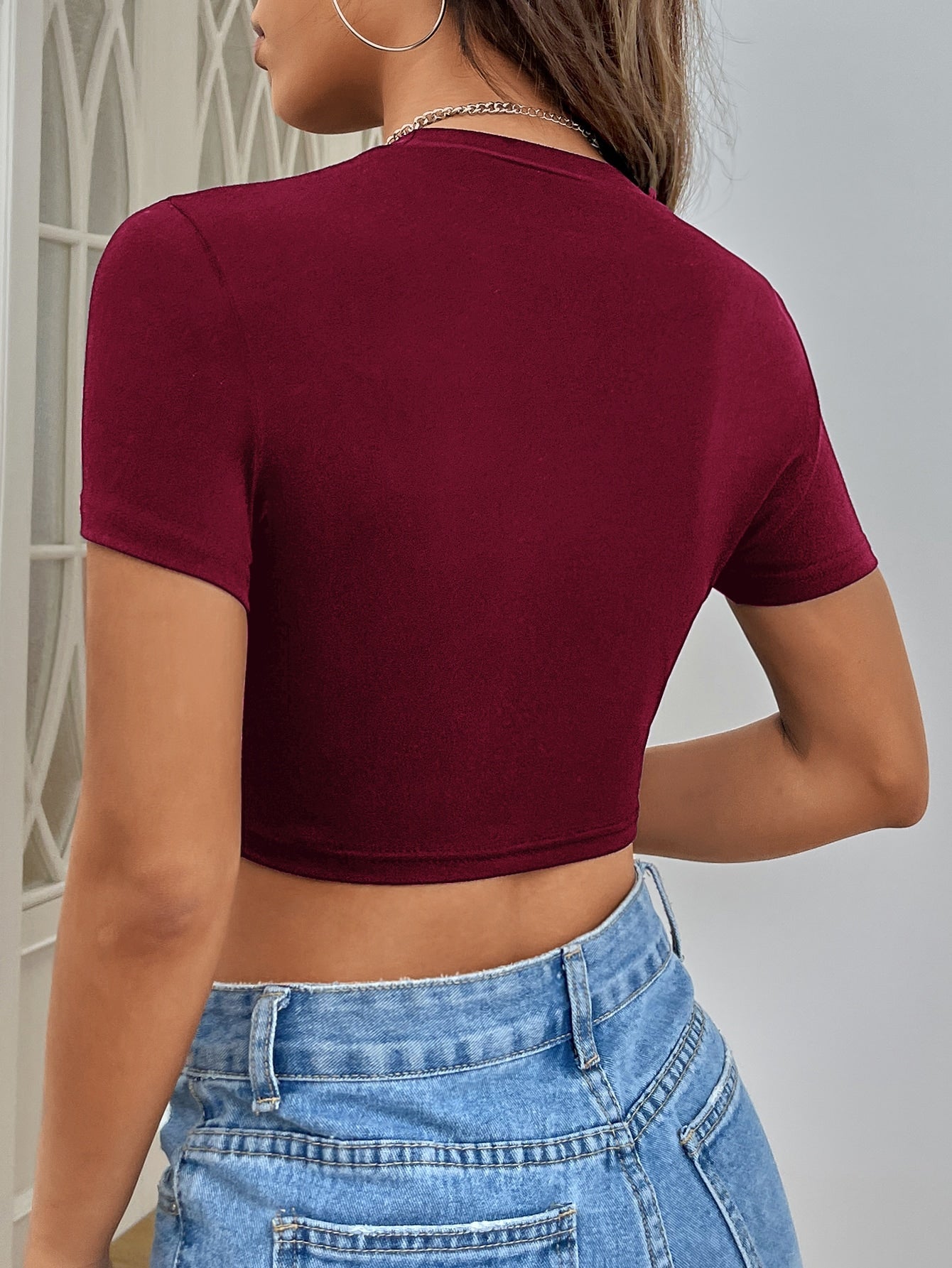 Crop T-Shirt mit Buchstaben Grafik