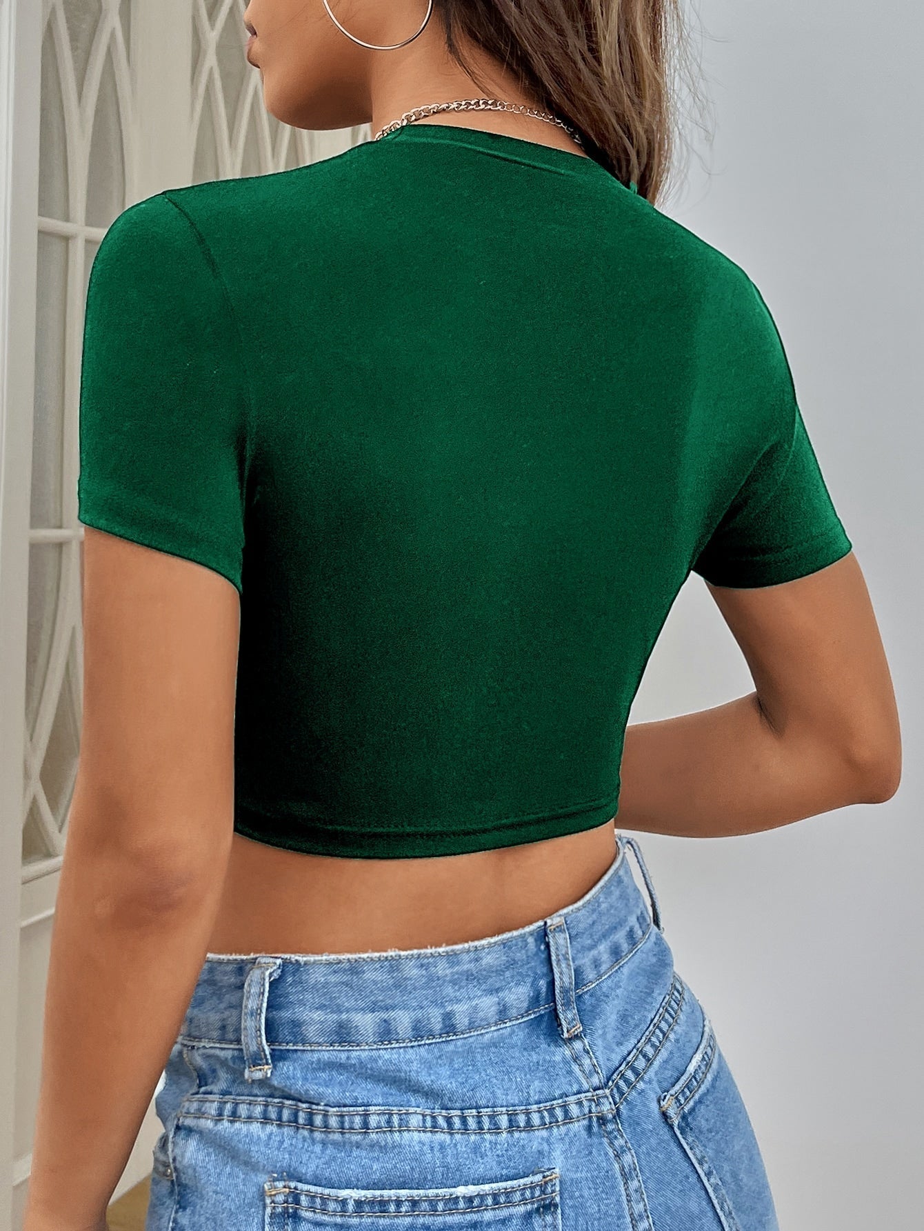 Crop T-Shirt mit Buchstaben Grafik