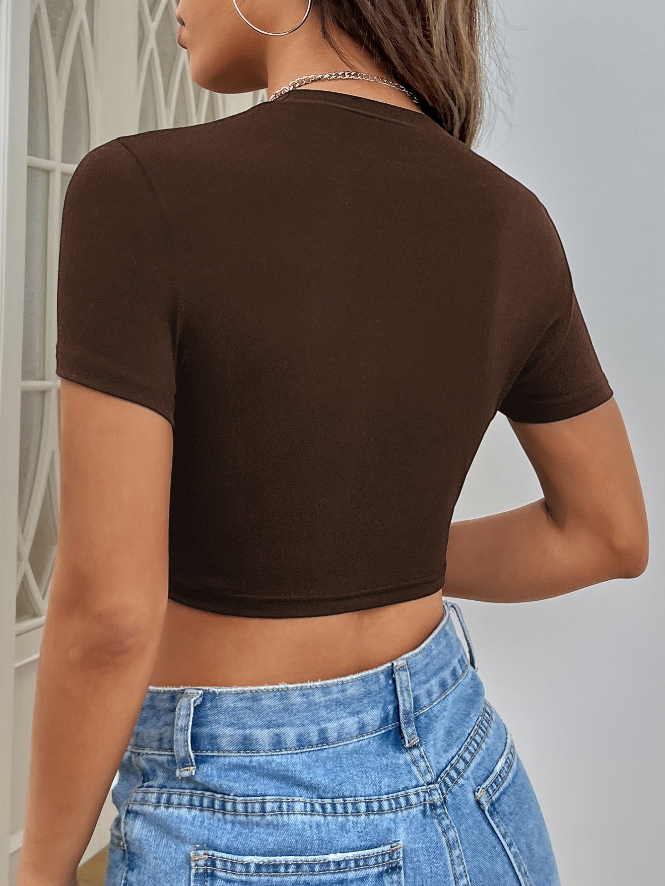Crop T-Shirt mit Buchstaben Grafik