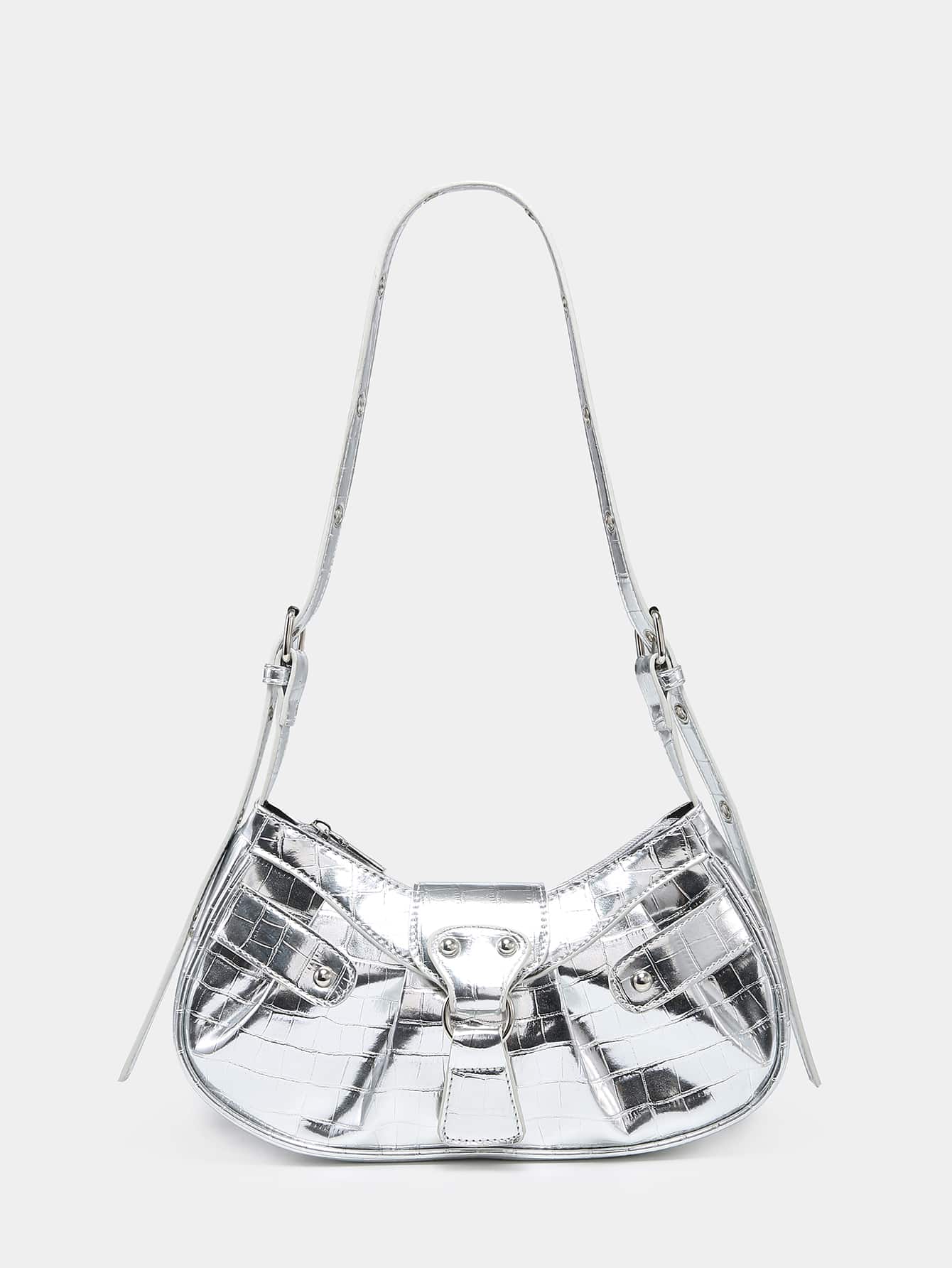 Geraffte Tasche mit Nieten Dekor