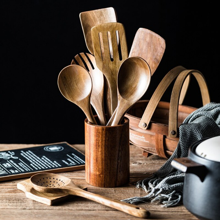 LuxKitchen™ Teakholz Utensilien Set