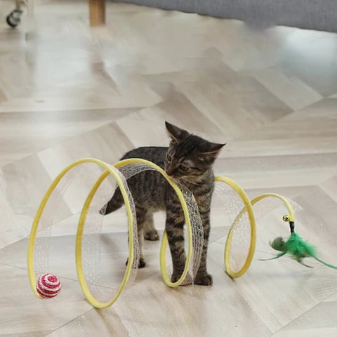 PurrJoy™ | Faltbarer Spaß mit interaktiven Bällen und Knistergeräuschen für verspielte Kätzchen