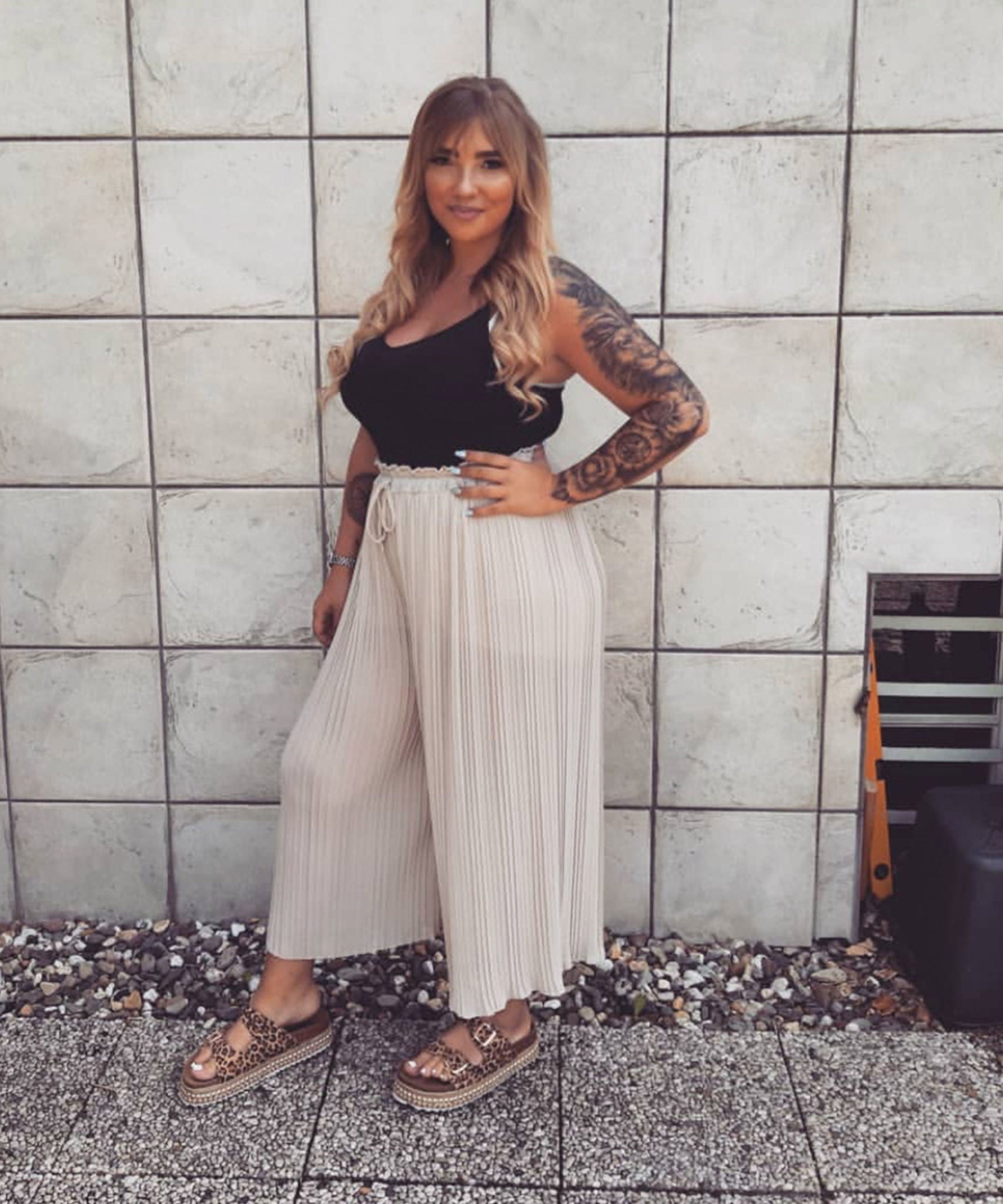 Plissee Hose Mira Beige