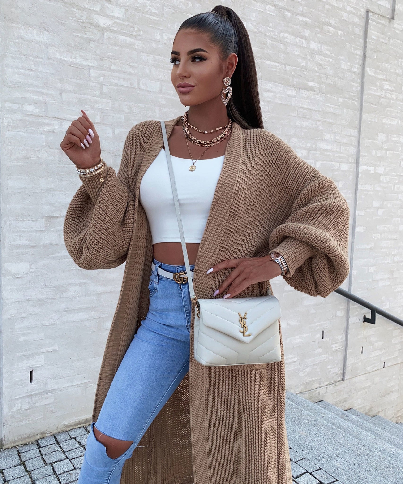 Cardigan Leilani lang Camel