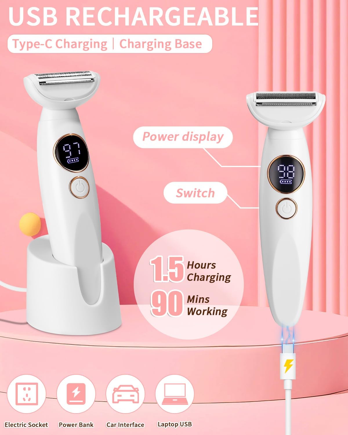 GlamGroom™ | Mühelose Haarentfernung mit vielseitigen Aufsätzen