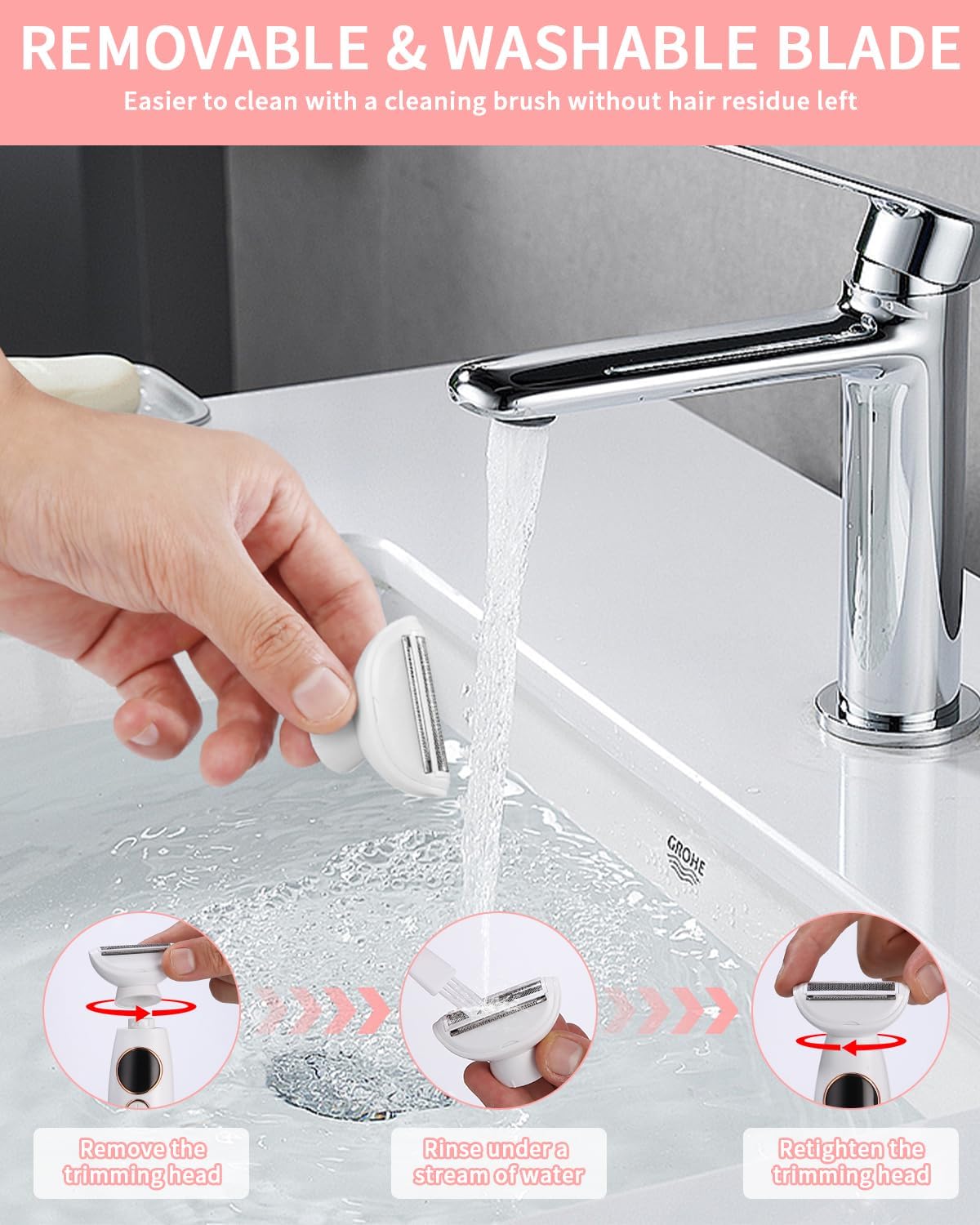 GlamGroom™ | Mühelose Haarentfernung mit vielseitigen Aufsätzen