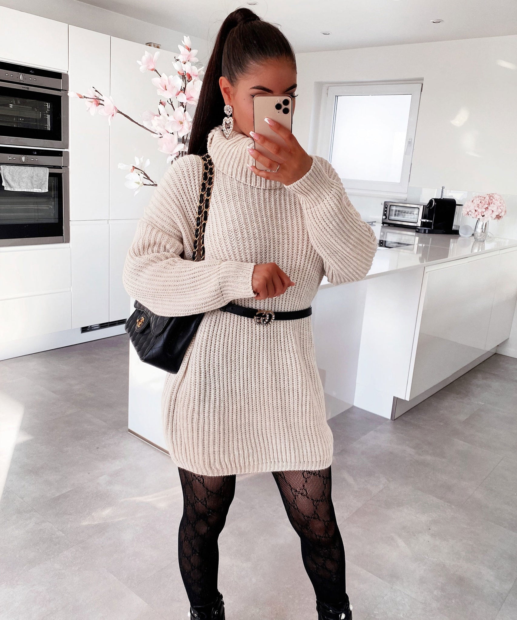 Pullover Kleid Leila Beige