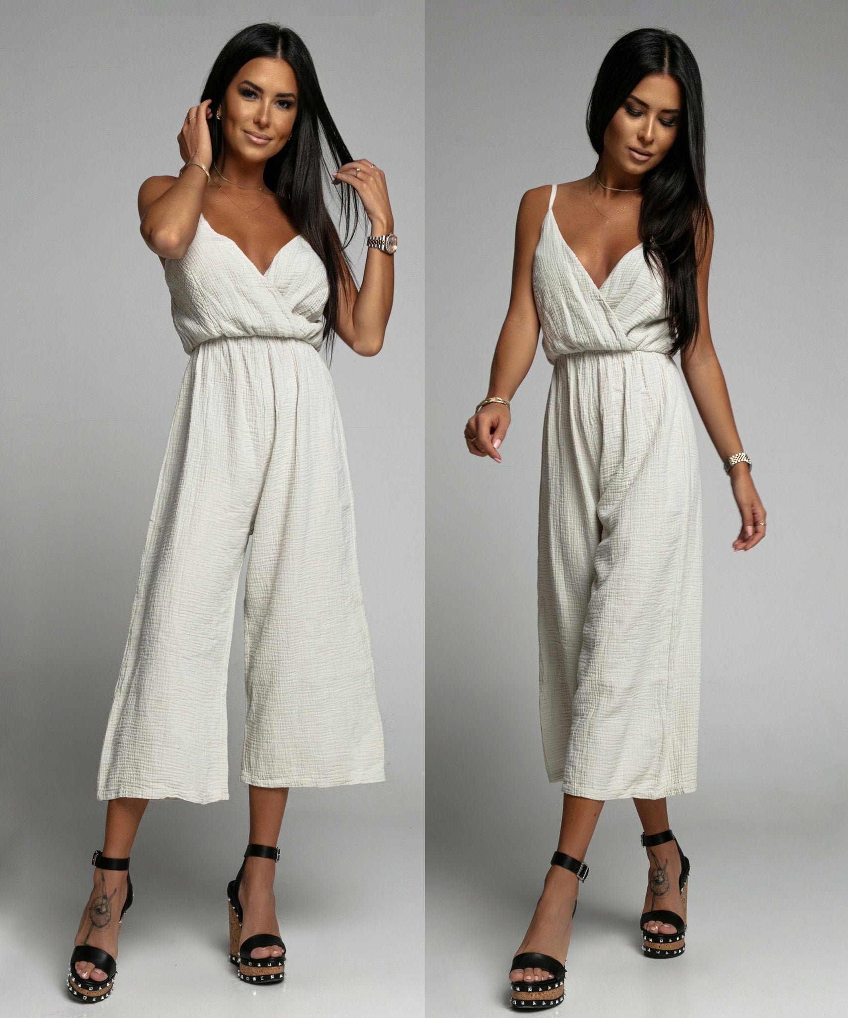 Musselin Jumpsuit Valeria Beige