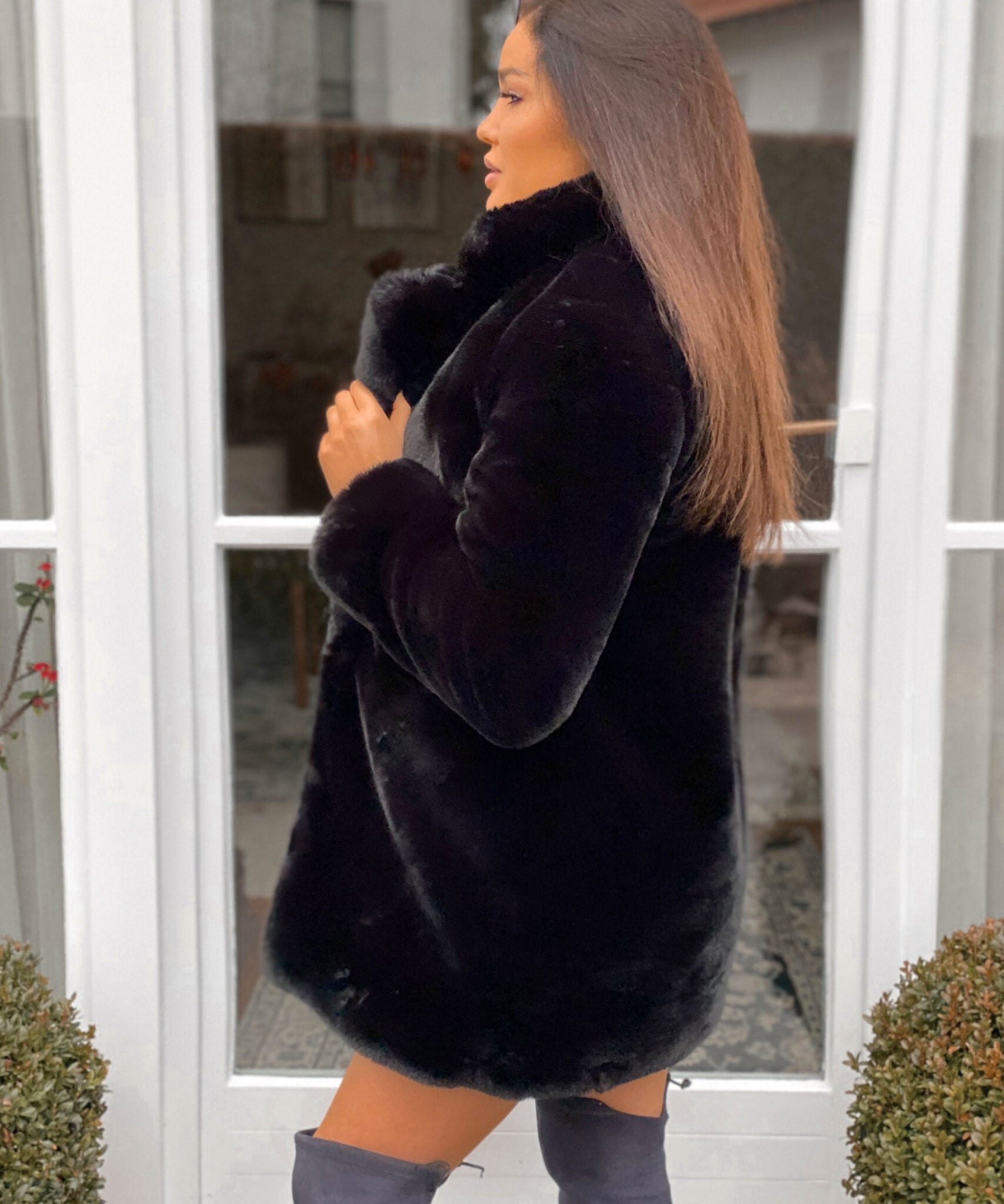 Teddyfell Jacke Schwarz