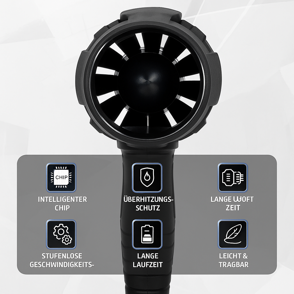 BladBreeze™ – Kabelloses Gebläse für das blitzschnelle Entfernen von Laub, Schmutz, Staub und Alltagsabfällen